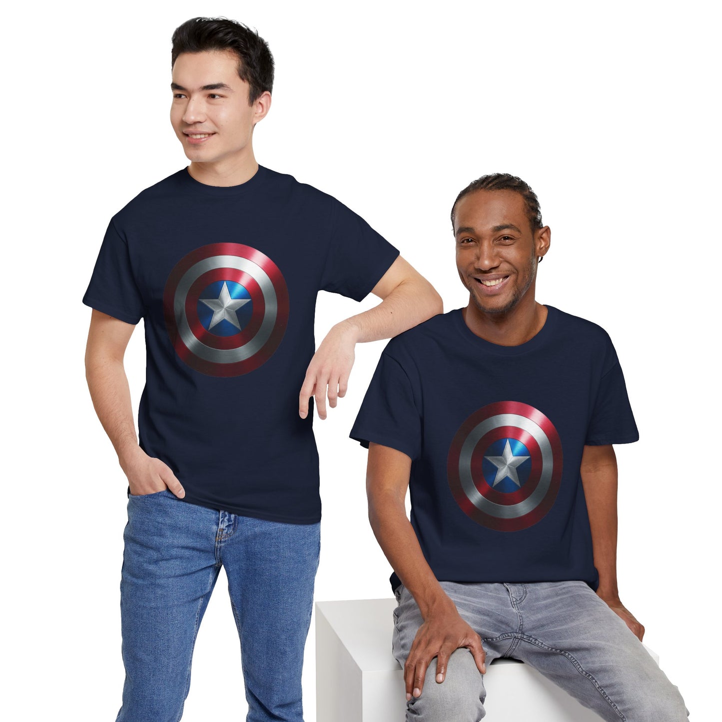 Patriotic Hero Shield Shirt – Star Emblem Graphic Tee – Super Soldier Gift – Comic Inspired Unisex Shirt – Cosplay Convention Top