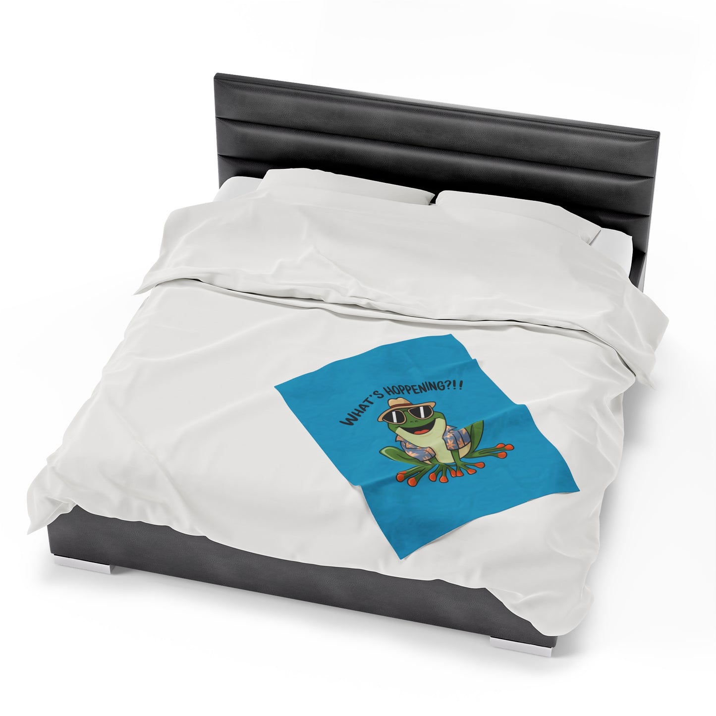 Plush Blanket - Frog What's Hoppening Pun Design