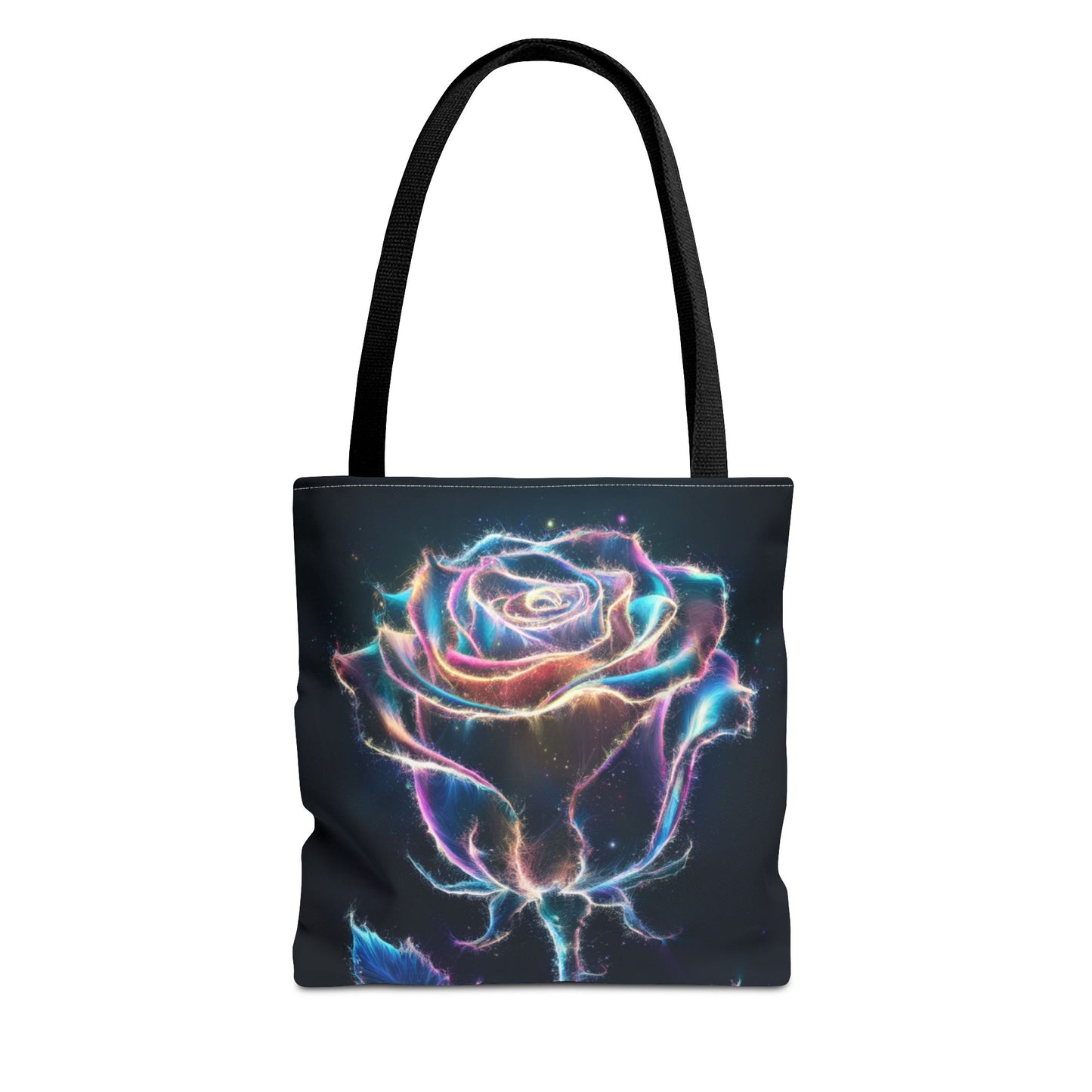 Neon Rose Tote Bag • Electric Floral Art Tote • Neon Glow Rose Canvas Carry-All • Vibrant Statement Floral Tote • Gift for Art Lovers