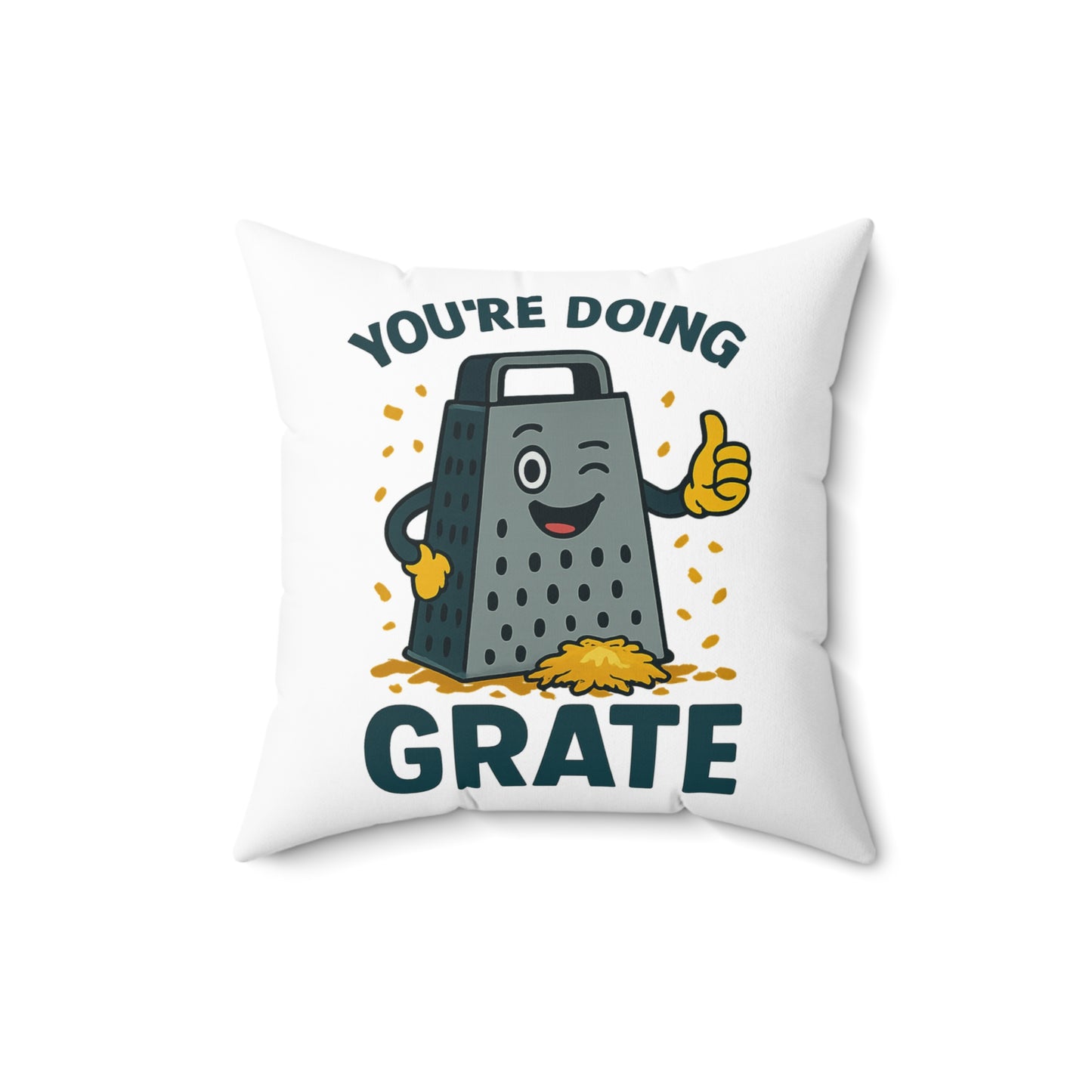 Funny Pun Throw Pillow – You're Doing Grate Cheese Joke Cushion – Foodie Kitchen Decor – Motivational Gift – Cute Cheese Pun Pillow