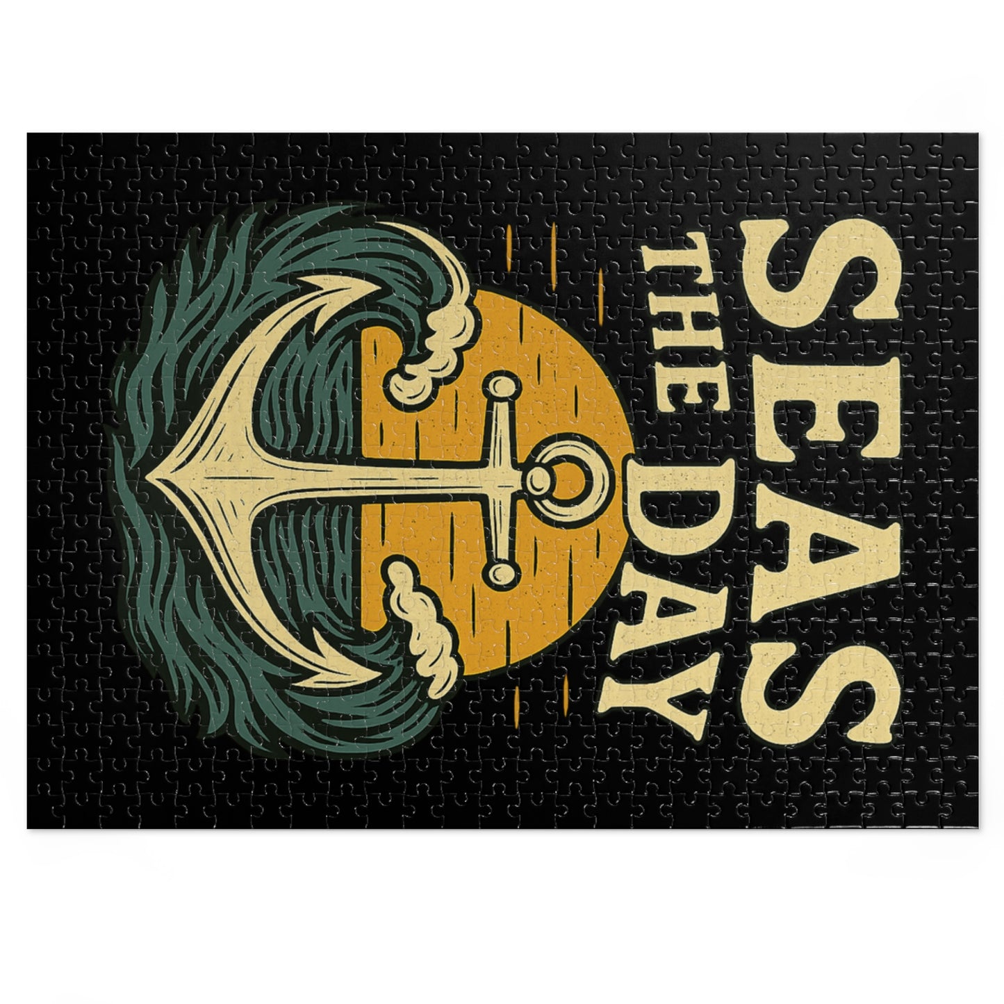 Seas the Day Puzzle – Nautical Jigsaw Puzzle with Anchor Design, Ocean Quote Gift for Puzzle Fans & Coastal Decor Lovers