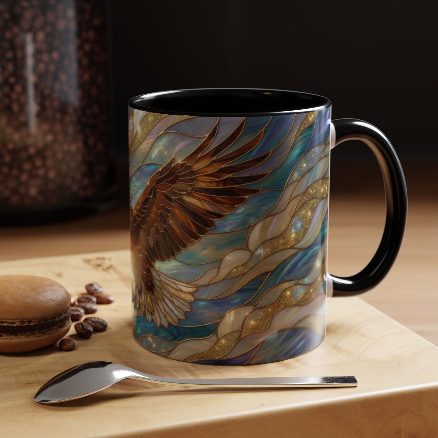 Stained Glass Eagle Mug, Bald Eagle Coffee Mug, Patriotic Eagle Cup, Wildlife Art Mug, Freedom Bird Mug, Nature Art Gift