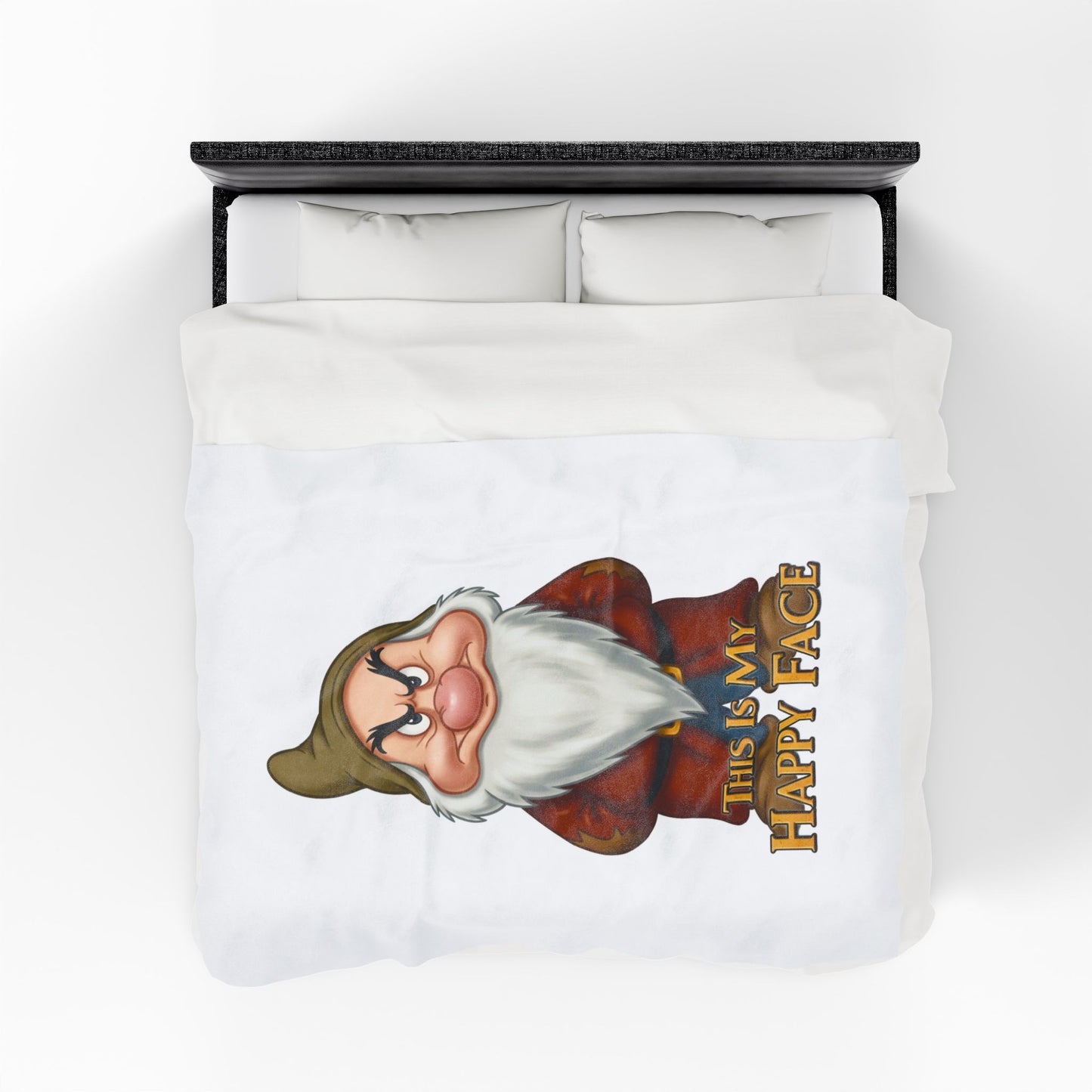 Funny Velveteen Plush Blanket with a Grumpy Dwarf - "This is My Happy Face"