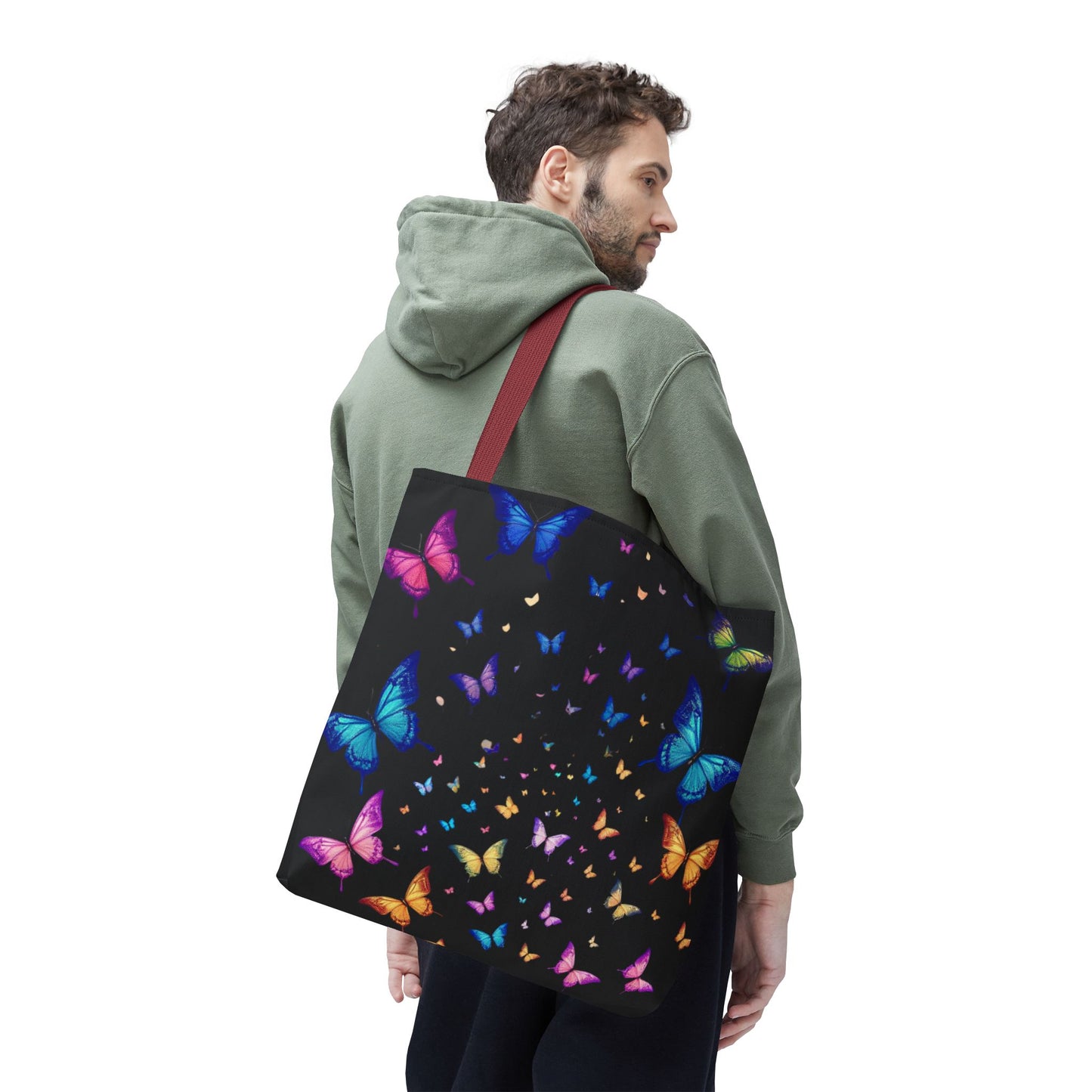 Butterfly Swarm Tote Bag – Colorful Rainbow Butterfly Tote, Aesthetic Canvas Bag, Nature-Inspired Gift, Magical Reusable Eco Purse