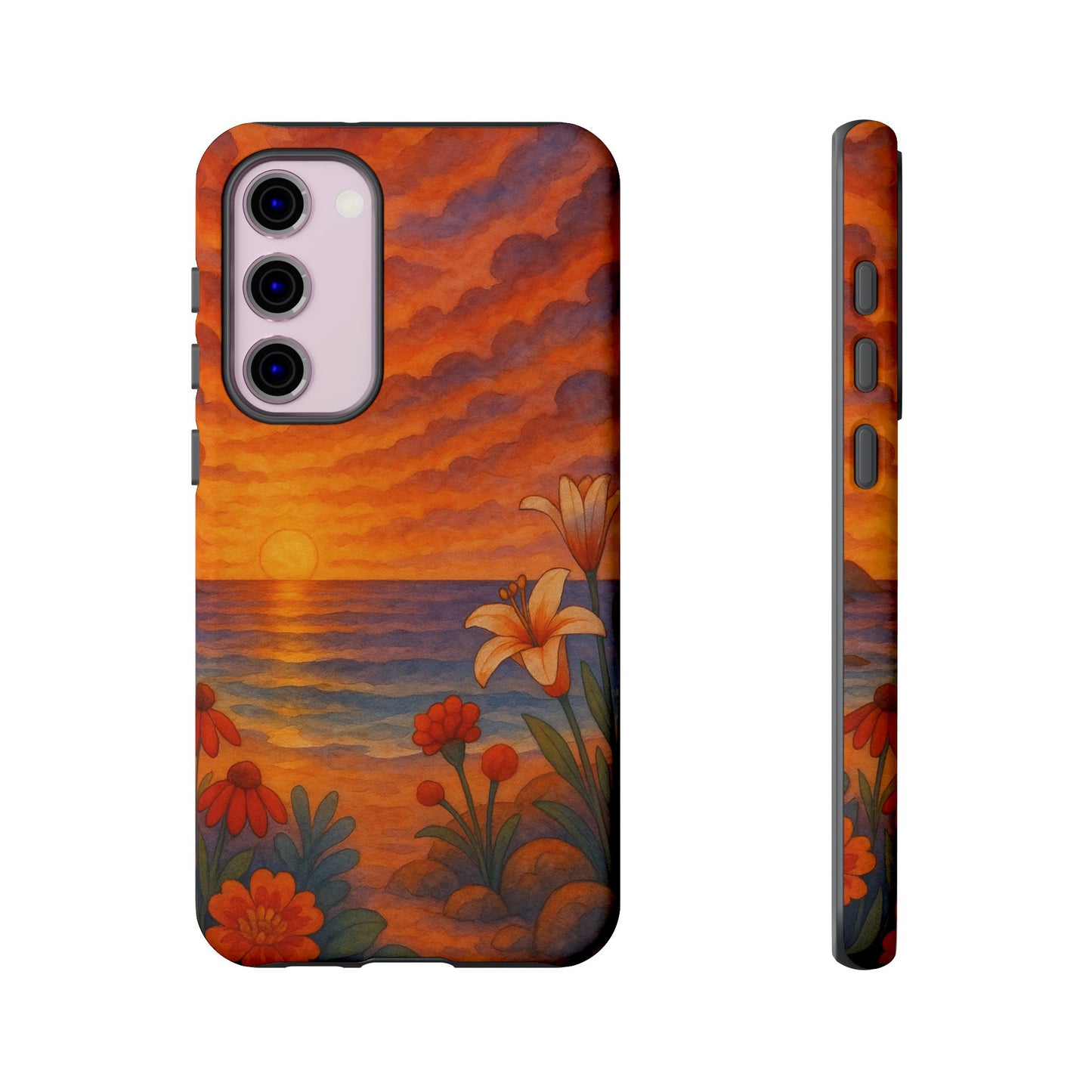 Samsung Case - Floral Ocean Sunset Watercolor Nautical Phone Case Beach Samsung Case Ocean Sunset Theme