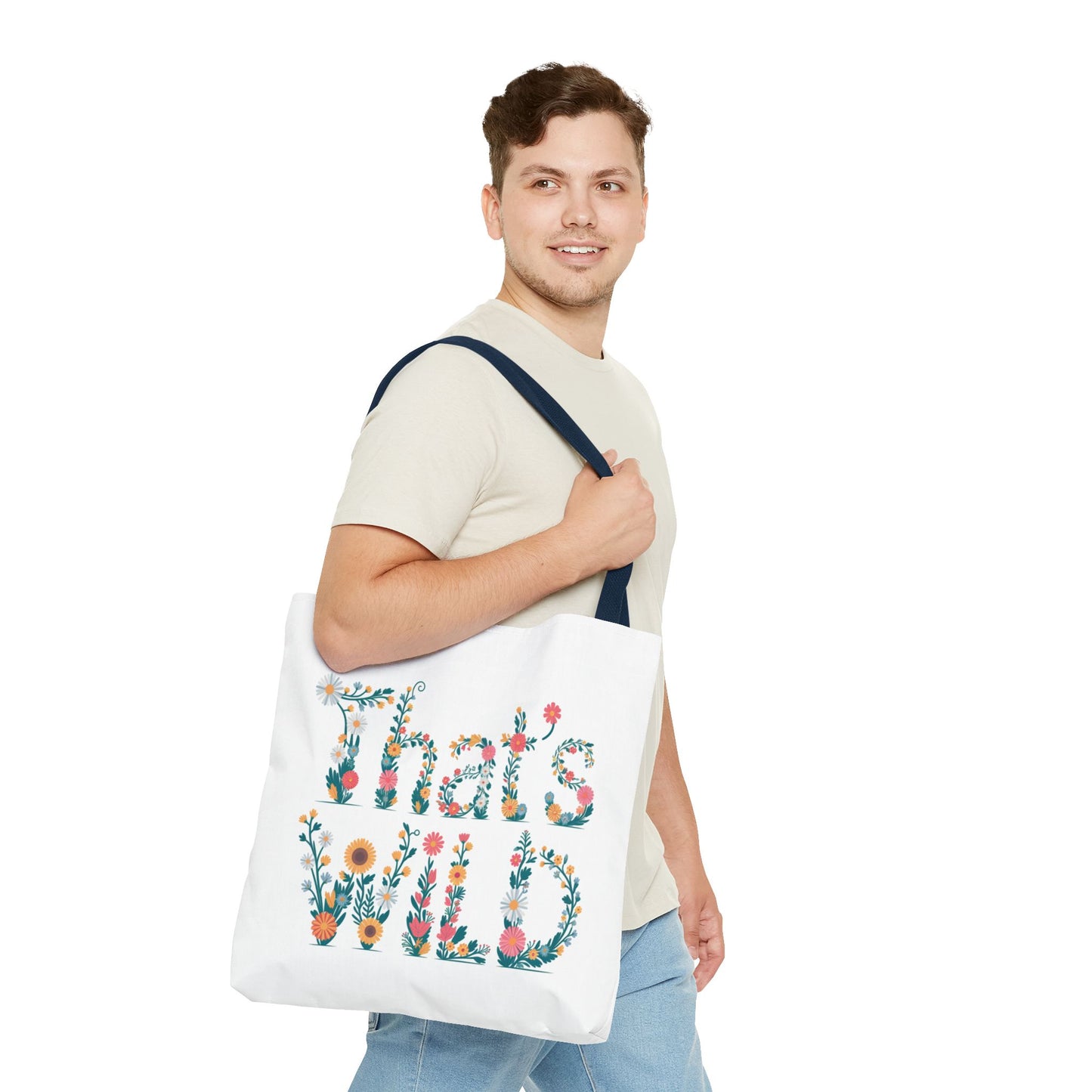 That’s Wild Floral Tote Bag – Cute Boho Canvas Bag With Colorful Flower Lettering, Eco Reusable Shopping Tote, Nature Lover Gift For Everyday Style