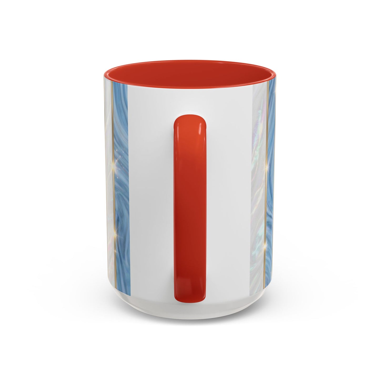 Faux Stained Glass Mug, Blue Pearlescent Coffee Cup, Art Deco Stained Glass Decor, Elegant Gold Stripe Teacup, Unique Art Gift For Her