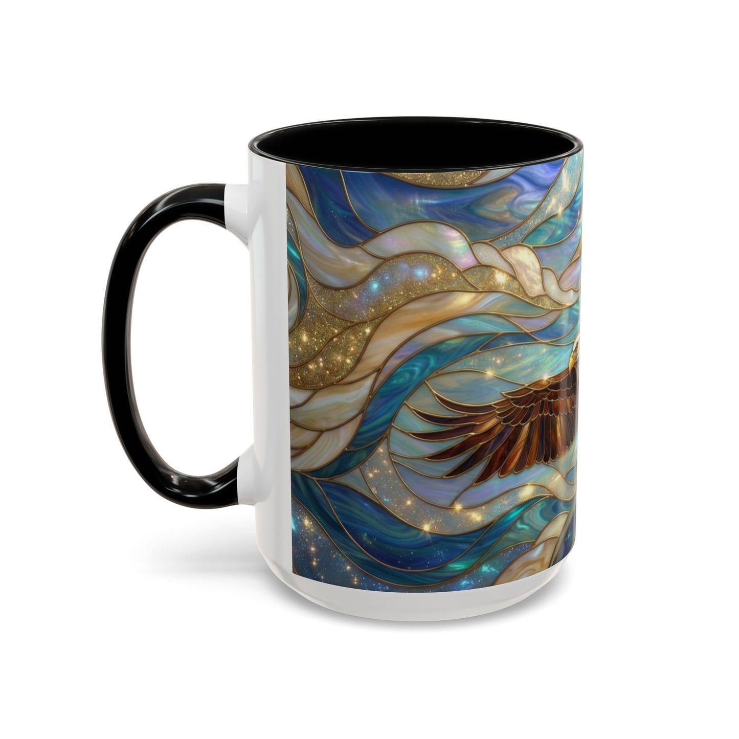 Stained Glass Eagle Mug, Bald Eagle Coffee Mug, Patriotic Eagle Cup, Wildlife Art Mug, Freedom Bird Mug, Nature Art Gift