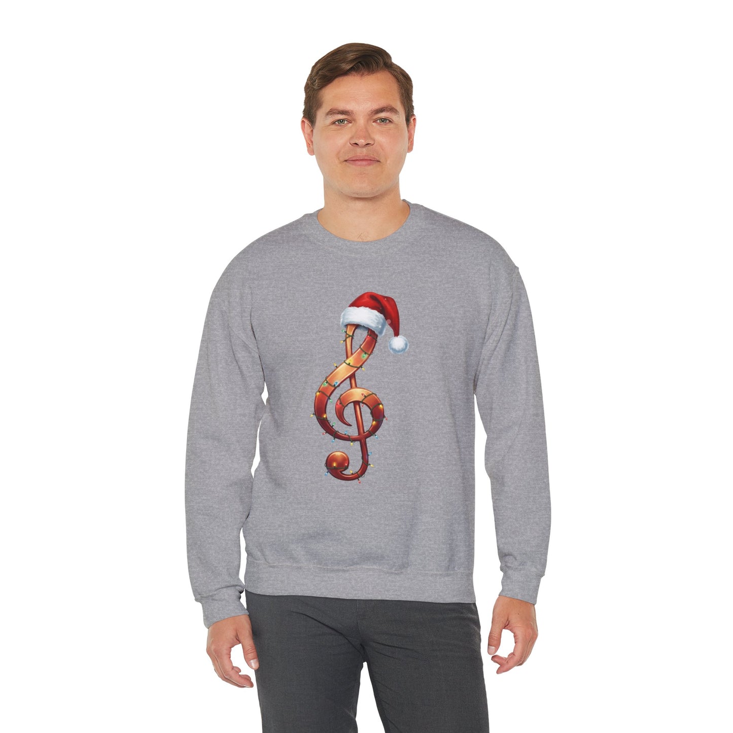 Christmas treble clef sweatshirt, music note Santa hat shirt, Christmas lights music lover sweater, musician holiday crewneck, Xmas gift