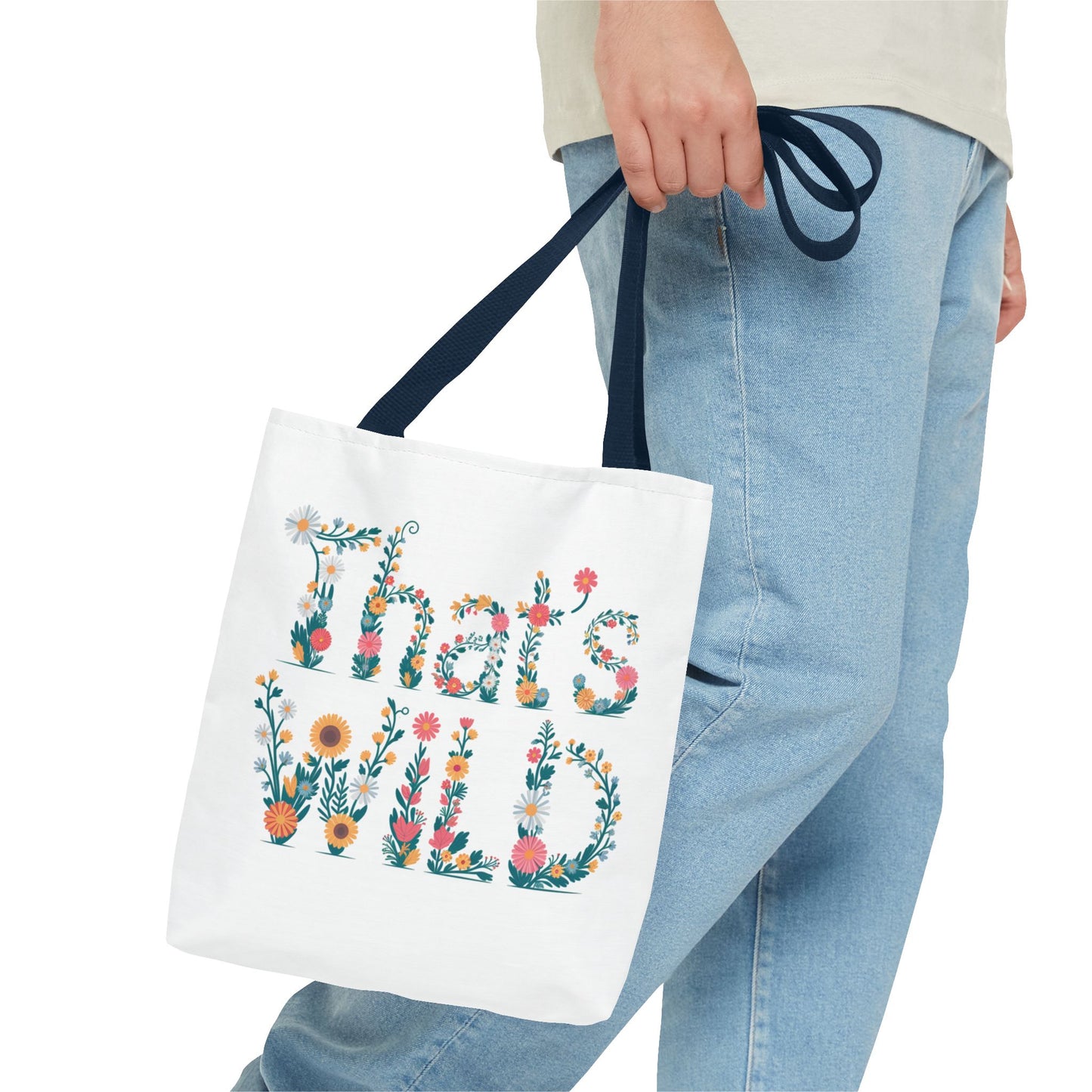 That’s Wild Floral Tote Bag – Cute Boho Canvas Bag With Colorful Flower Lettering, Eco Reusable Shopping Tote, Nature Lover Gift For Everyday Style