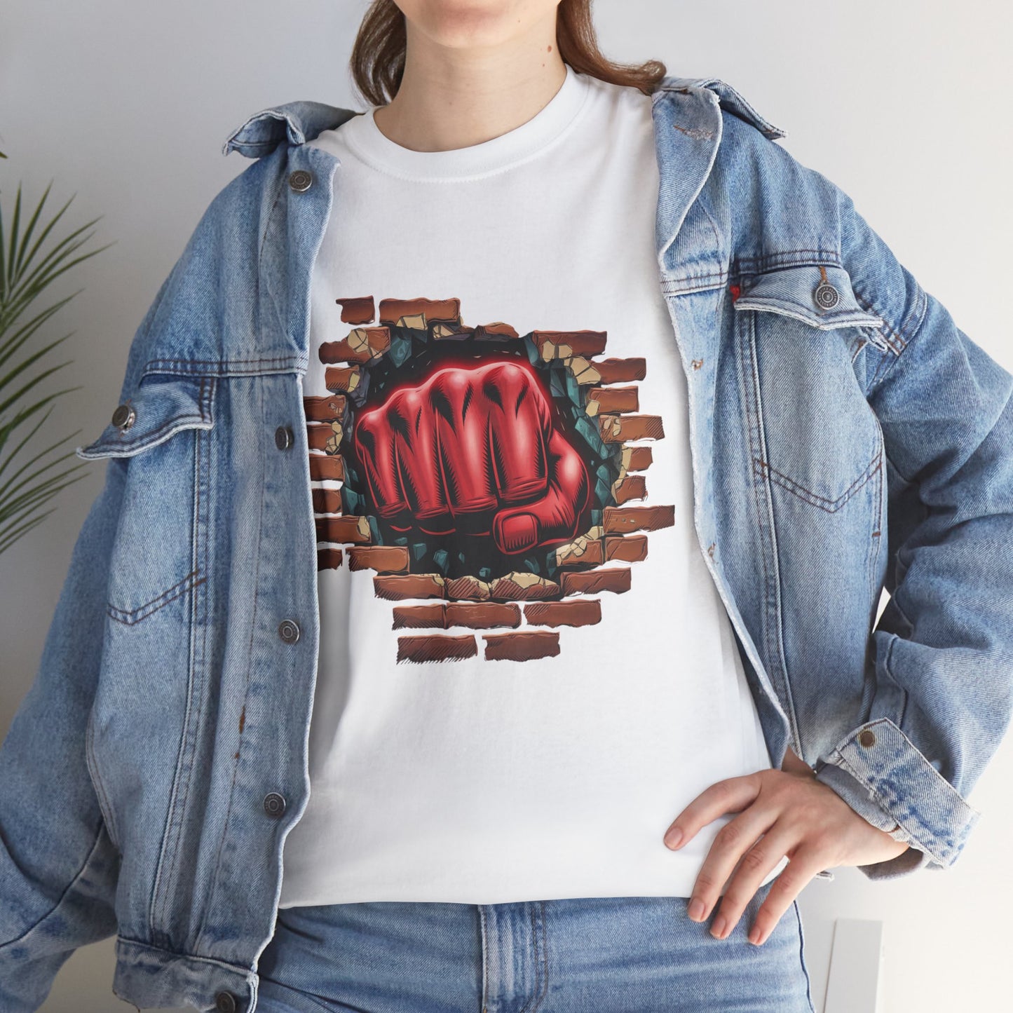 Impact Fist Graphic T-Shirt – Punch Through Brick Wall Design | Bold Streetwear Tee for Fighters, Gym & Edge-Lovers
