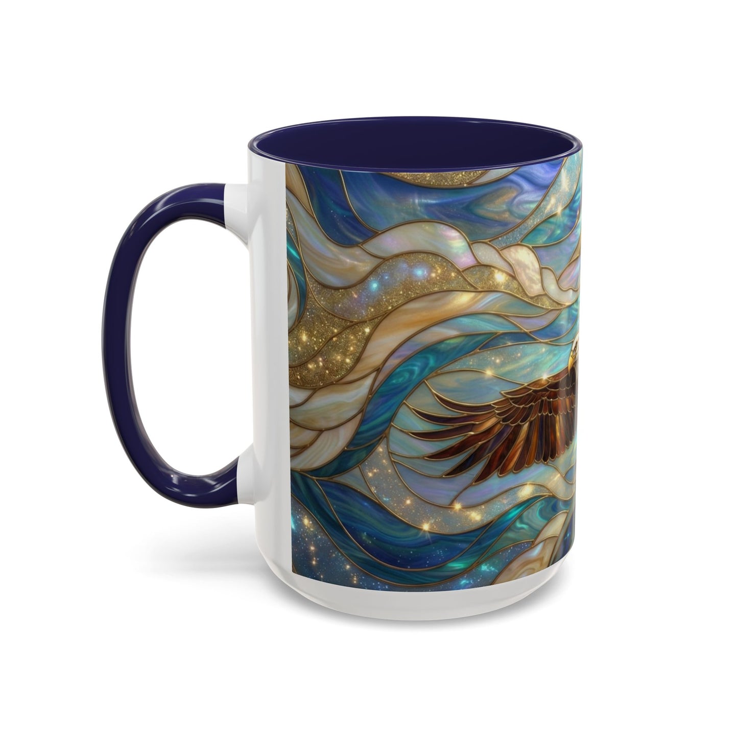 Stained Glass Eagle Mug, Bald Eagle Coffee Mug, Patriotic Eagle Cup, Wildlife Art Mug, Freedom Bird Mug, Nature Art Gift