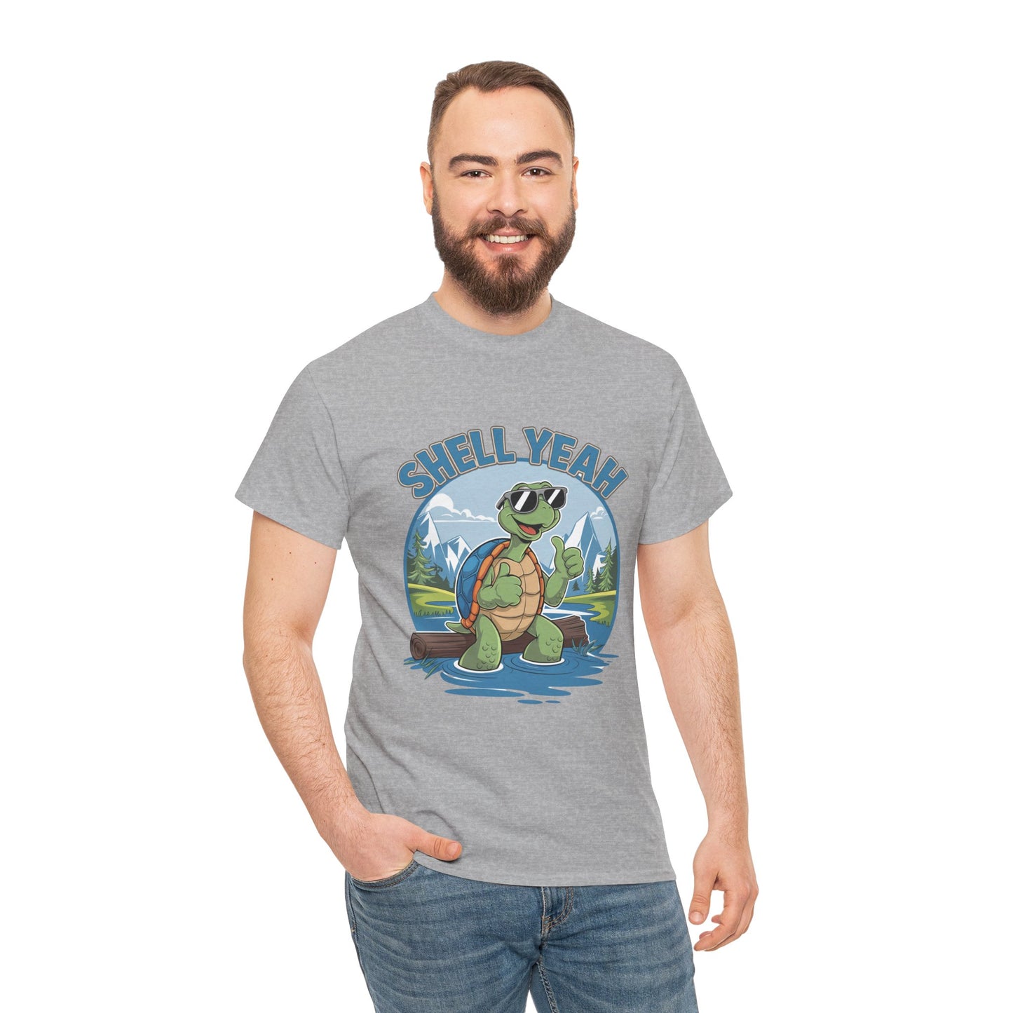 SHELL YEAH Turtle T-Shirt | Funny Cute Turtle Nature Graphic Tee | Handmade Animal Lover Gift | Eco Outdoor Adventure Shirt