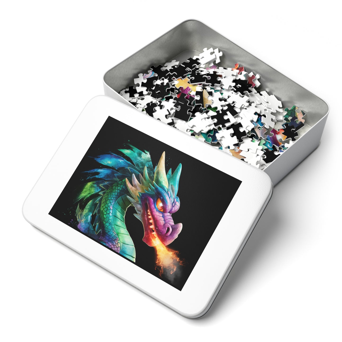 Colorful Fire Breathing Dragon Puzzle - 252, 500, 1000, 2000 Piece Fantasy Jigsaw Gift for Adults, Kids, Gamers, & Art Lovers