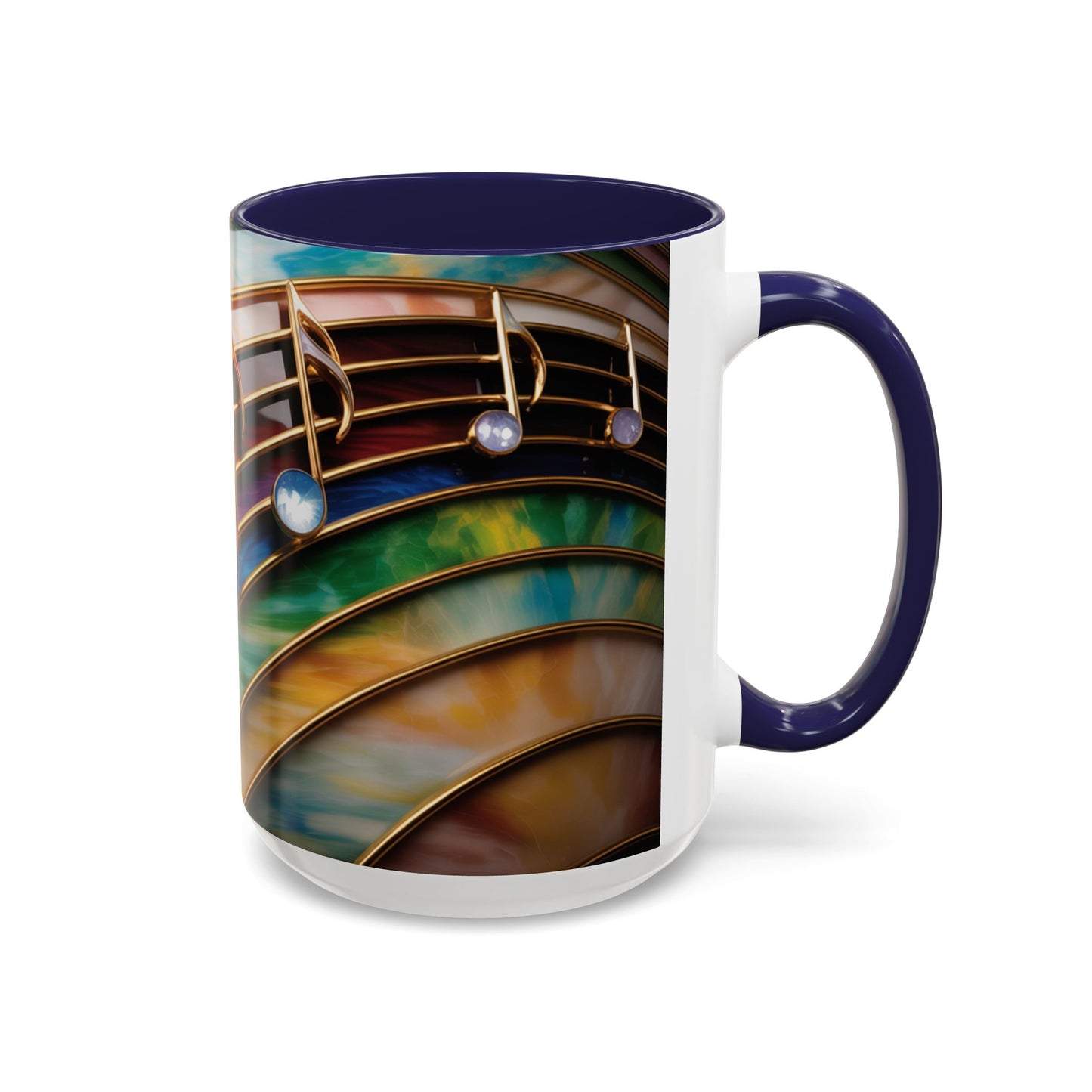 Stained Glass Music Notes Mug - Colorful Music Lover Gift - Music Teacher Mug - Treble Clef Coffee Cup - Musician Gift Idea - 11oz & 15oz Ceramic Mug