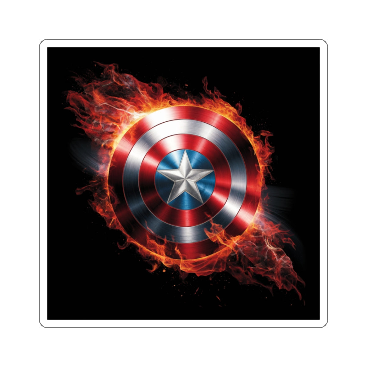 Sticker - Captain America Flaming Shield Design