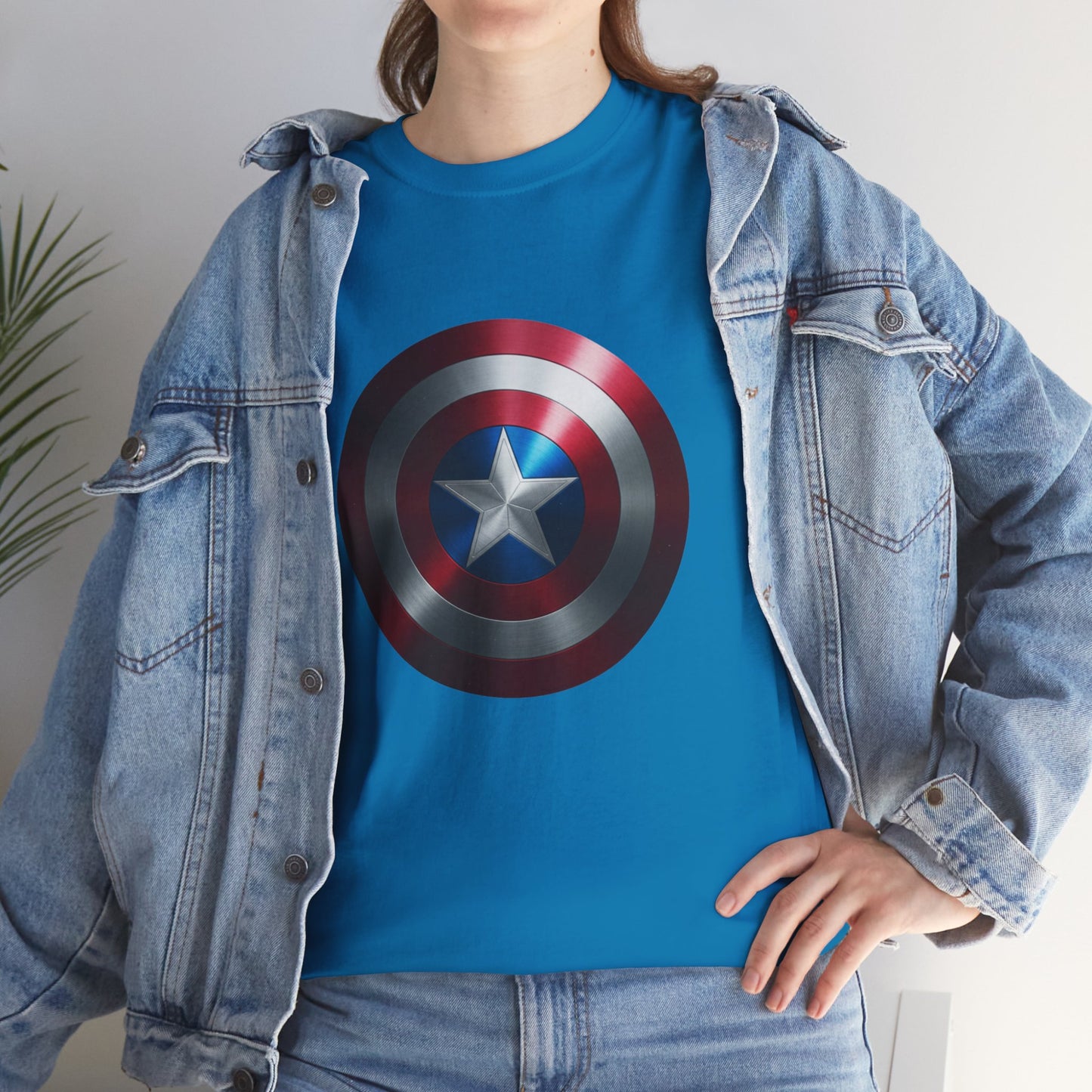 Patriotic Hero Shield Shirt – Star Emblem Graphic Tee – Super Soldier Gift – Comic Inspired Unisex Shirt – Cosplay Convention Top