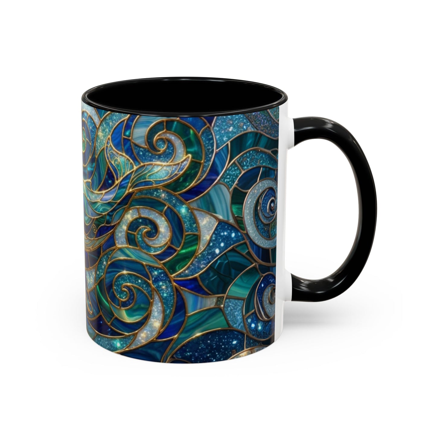 Stained Glass Whale Mug, Ocean Art Coffee Cup, Blue Sea Life Design, Nautical Gift For Ocean Lovers, Colorful Stained Glass Whale Cup