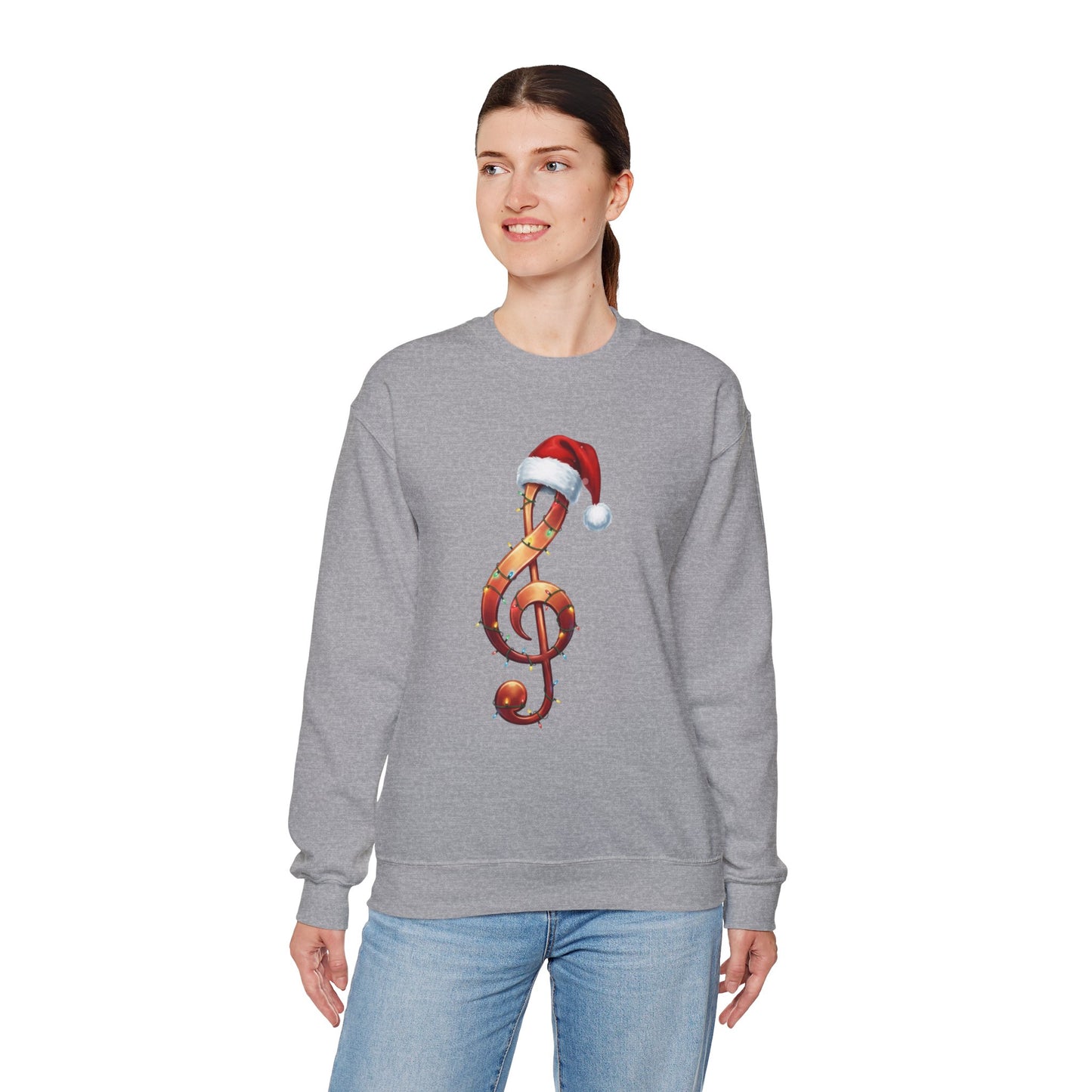 Christmas treble clef sweatshirt, music note Santa hat shirt, Christmas lights music lover sweater, musician holiday crewneck, Xmas gift