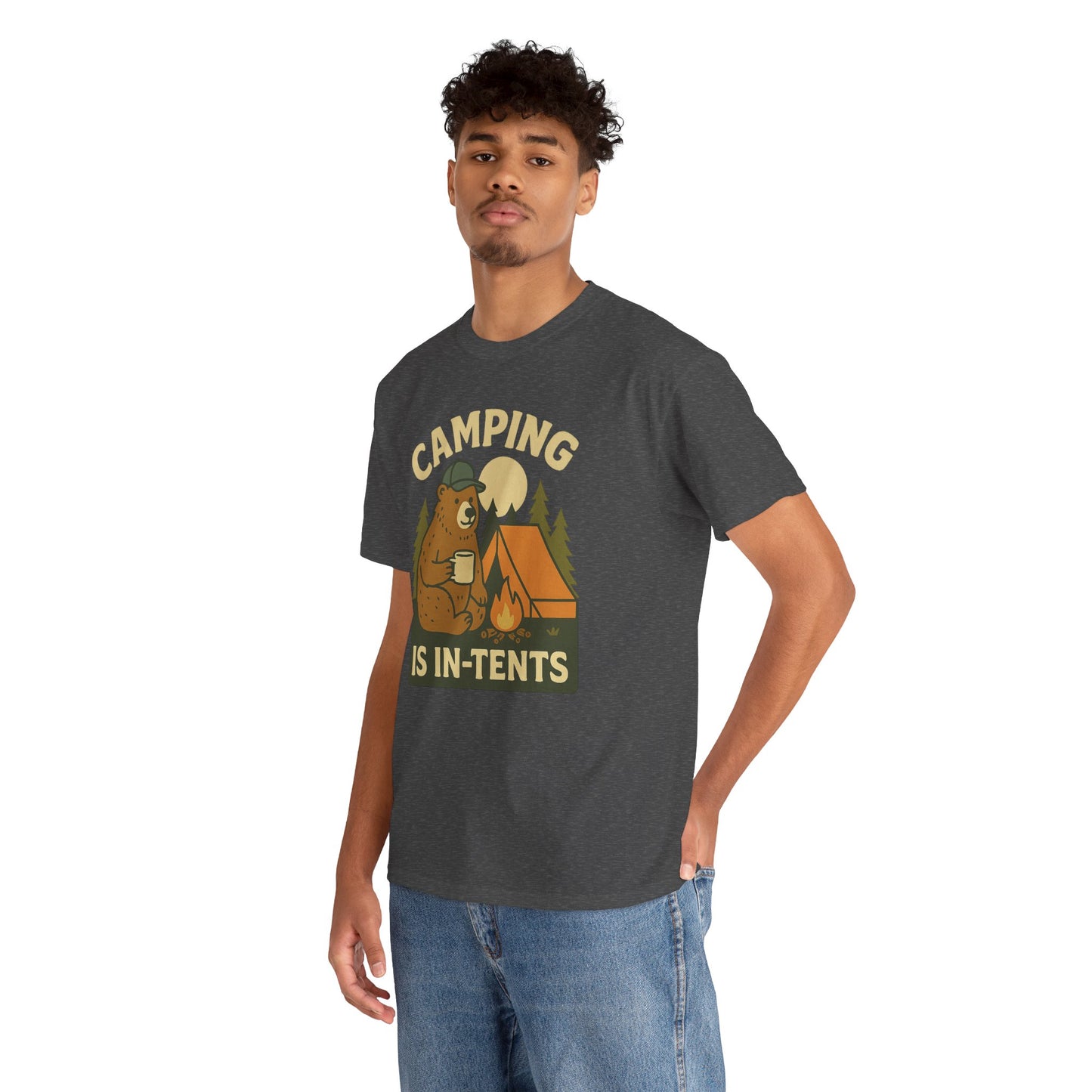 Camping Is In-Tents Funny Bear Camping Tee - Cute Outdoorsy Pun Shirt - Retro Campfire Graphic, Nature Lover Gift, Unisex Adventure Apparel