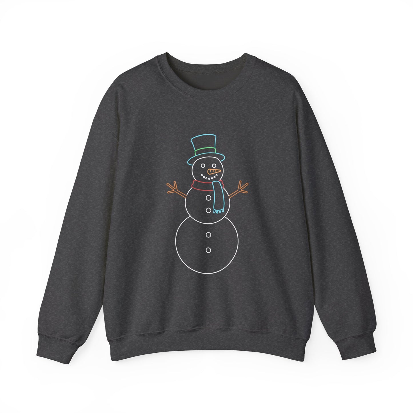 Snowman Sweatshirt, Black Snowman Crewneck, Holiday Winter Sweatshirt Unisex, Cute Snowman Gift for Her Him, Cozy Winter Fashion