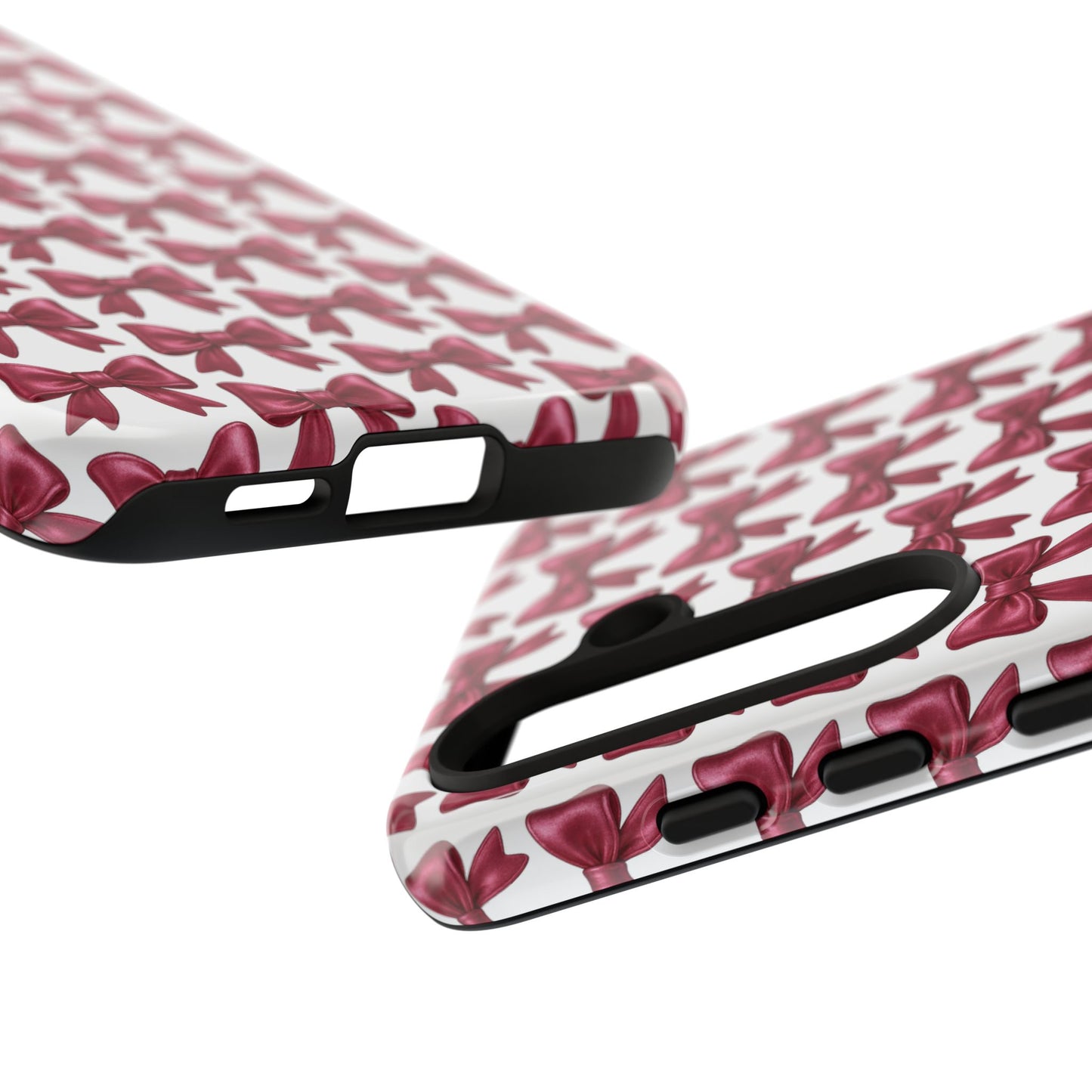 Coquette Samsung Case - Burgundy Bow Pattern Phone Cover, Girly Soft Aesthetic Gift, Cute Galaxy Case for Her