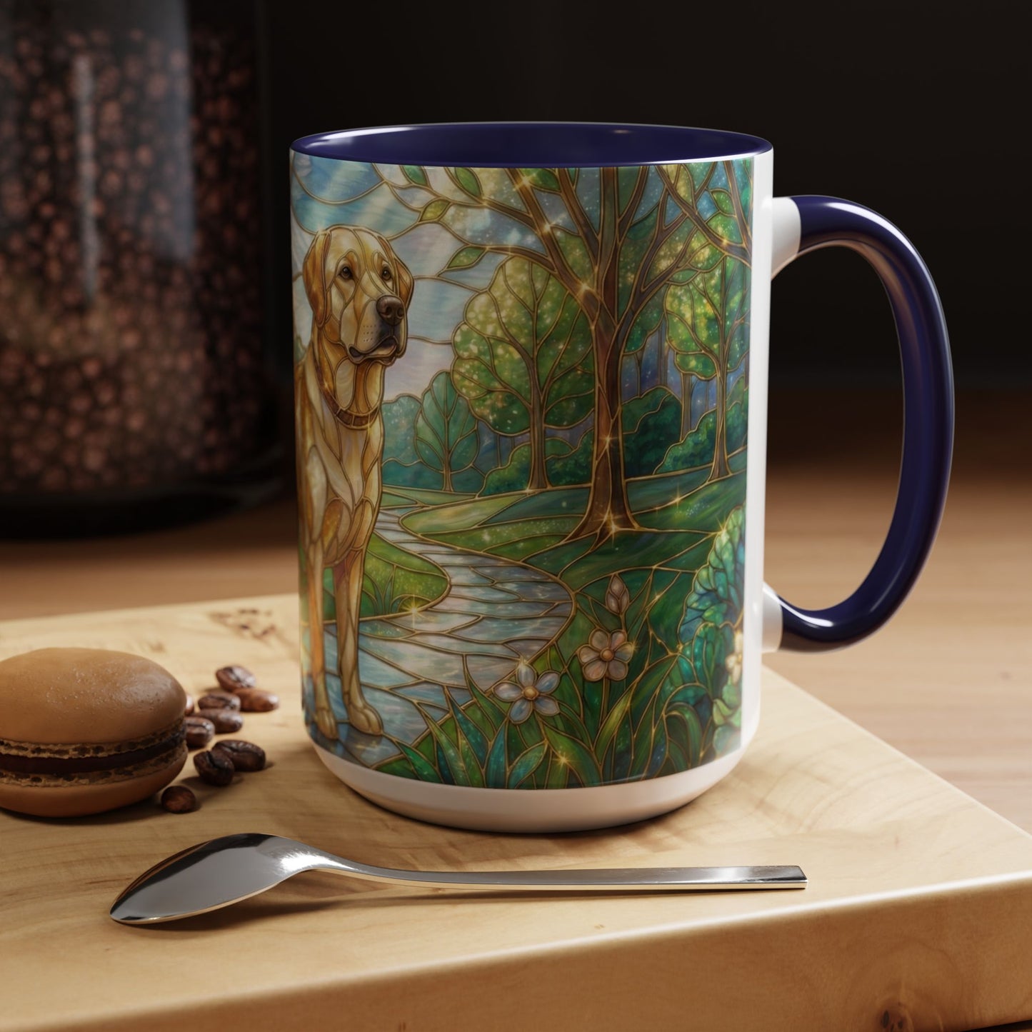 Stained Glass Labrador Mug, Dog Lover Coffee Mug, Labrador Retriever Art Cup, Pet Memorial Gift, Colorful Dog Mug, Nature Art Mug