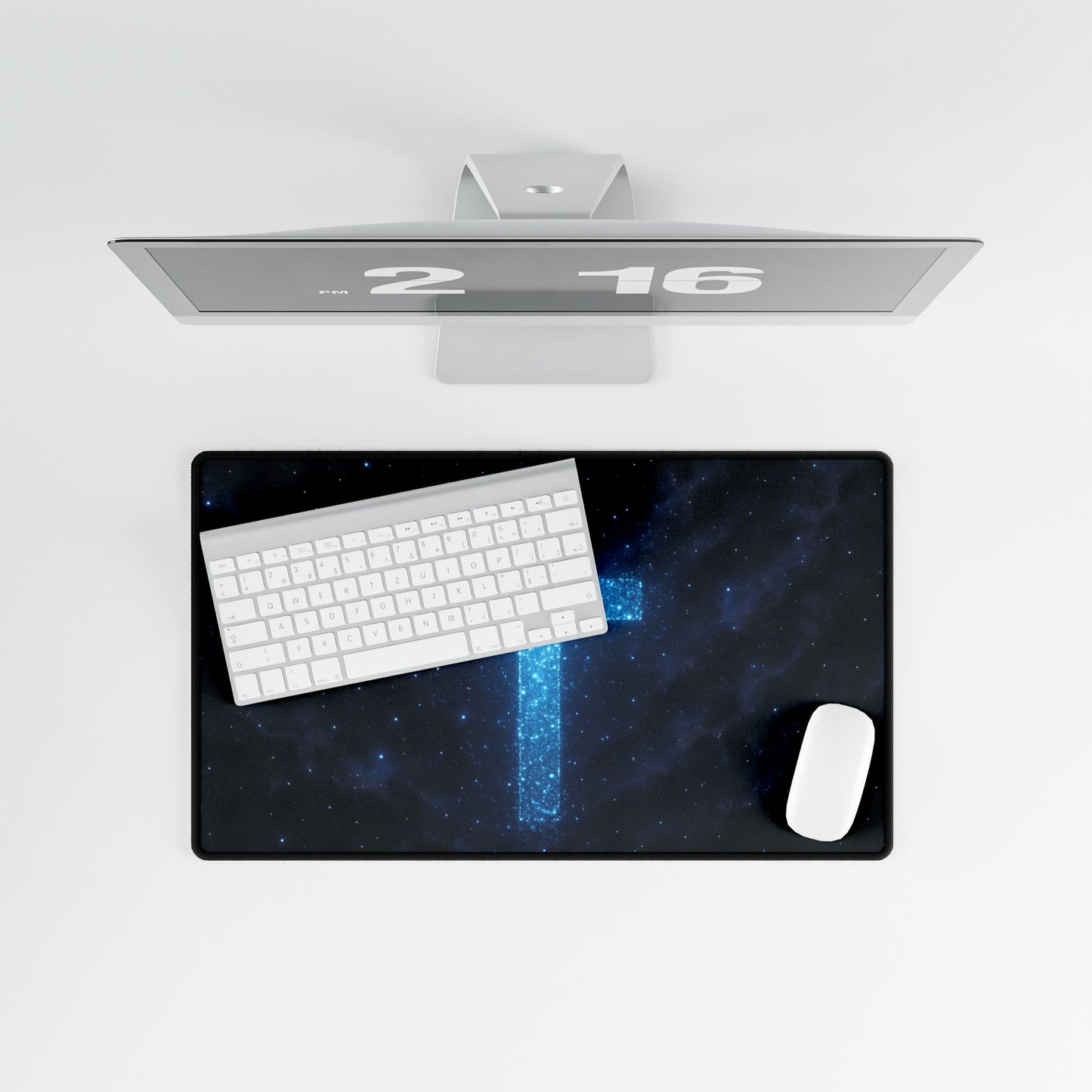 Spiritual Galaxy Cross Desk Mat - Inspirational Office Decor Christian Mouse Pad Spiritual Decor Gift for Believers