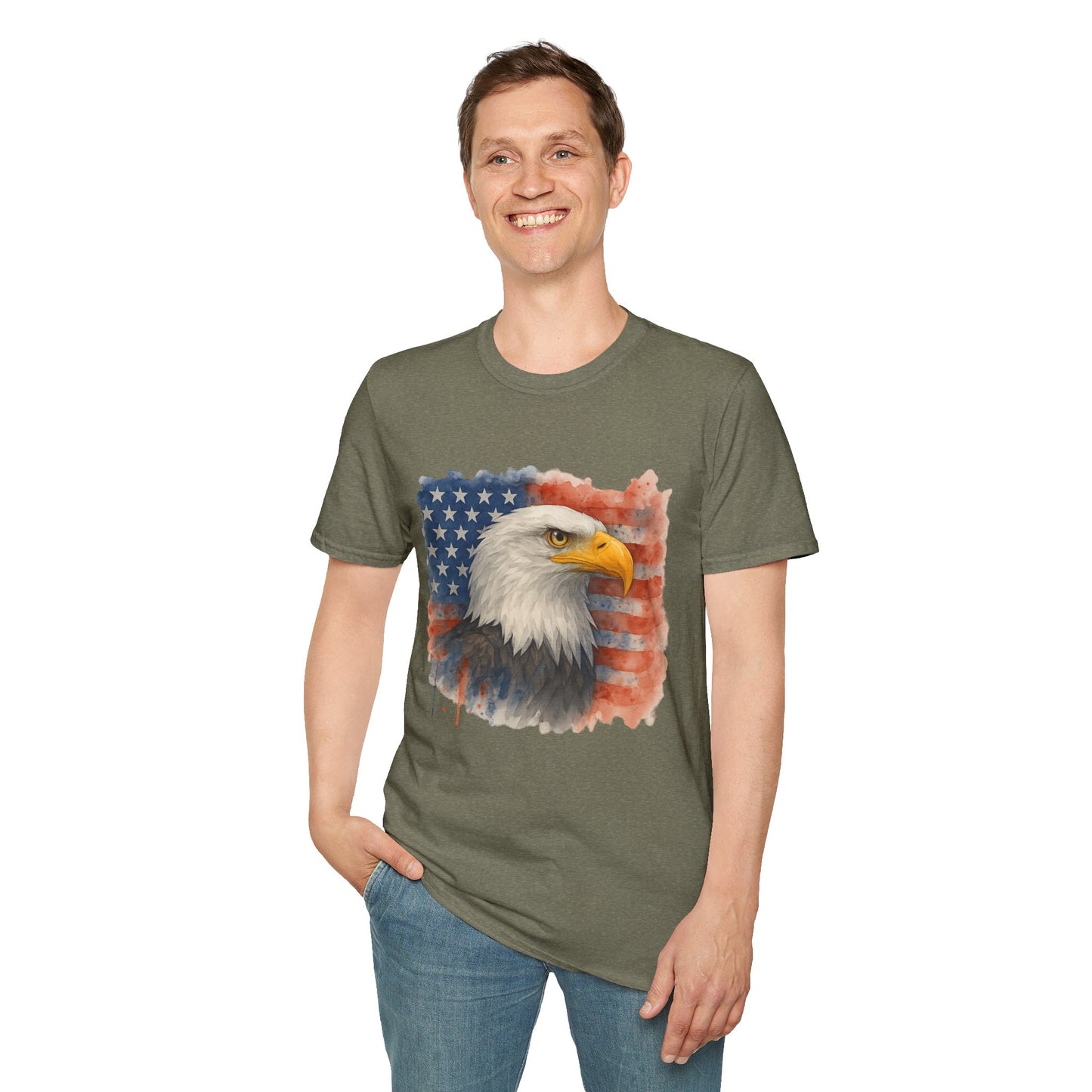 American Eagle & Flag T‑Shirt | Patriotic Graphic Tee | Bald Eagle USA Shirt | 4th of July Tee | Independence Day Apparel