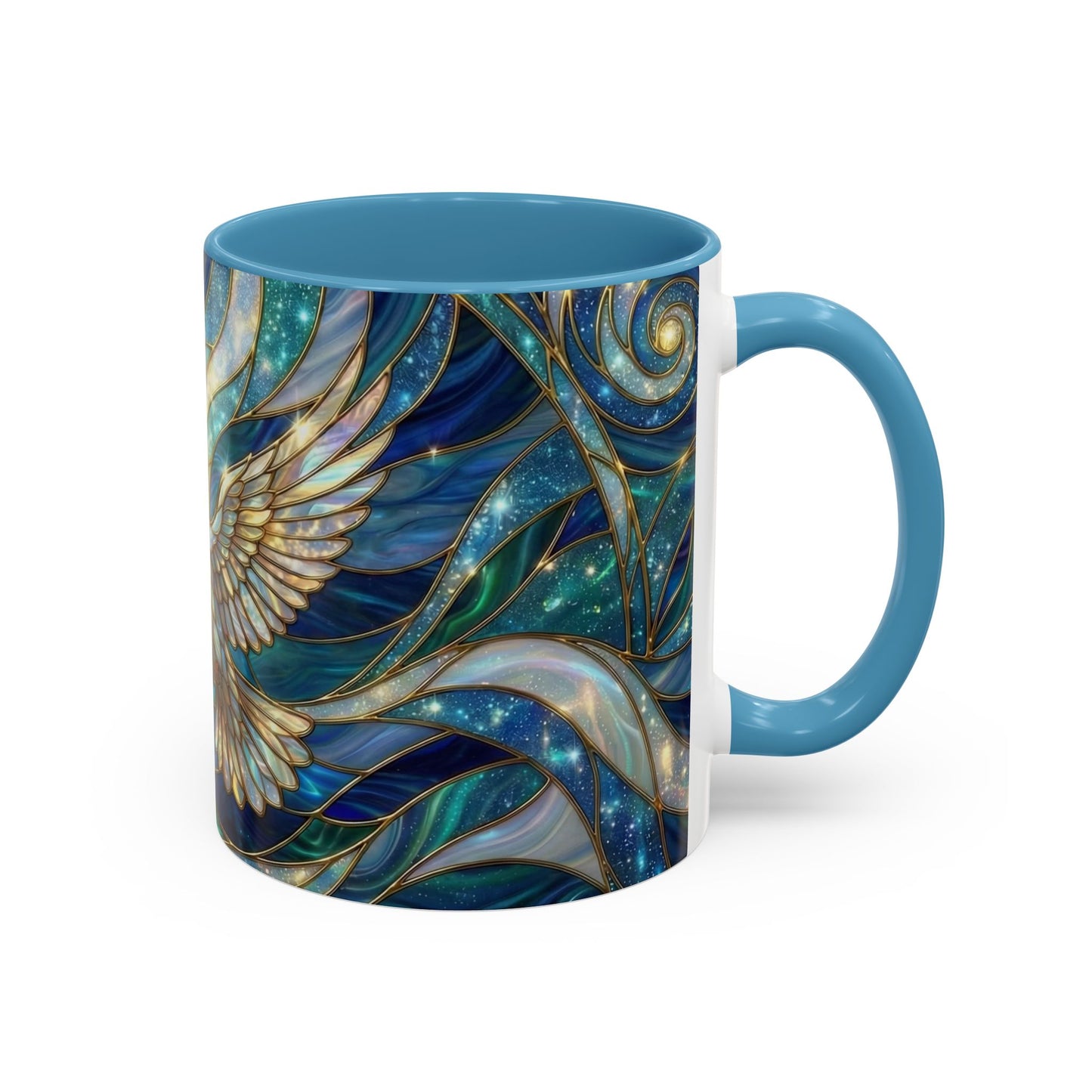 Stained Glass Dove Mug, Christian Coffee Cup, Religious Gift, Faith Art Mug, Holy Spirit Dove, Inspirational Christian Mug