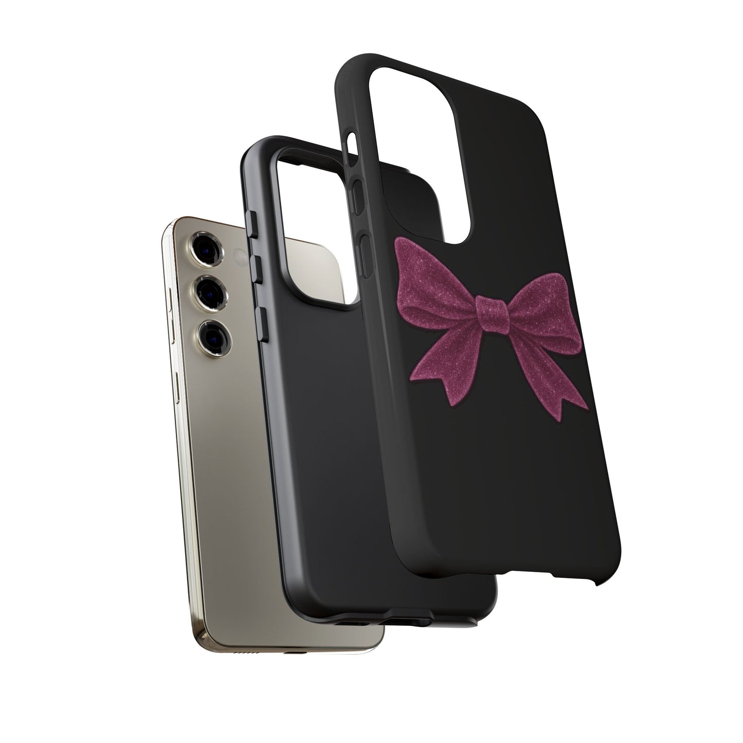 Pink Glitter Bow Samsung Case – Coquette Aesthetic Phone Cover – Girly Glossy Galaxy Case – Cute Soft Girl Tech Accessory – Kawaii Gift Idea