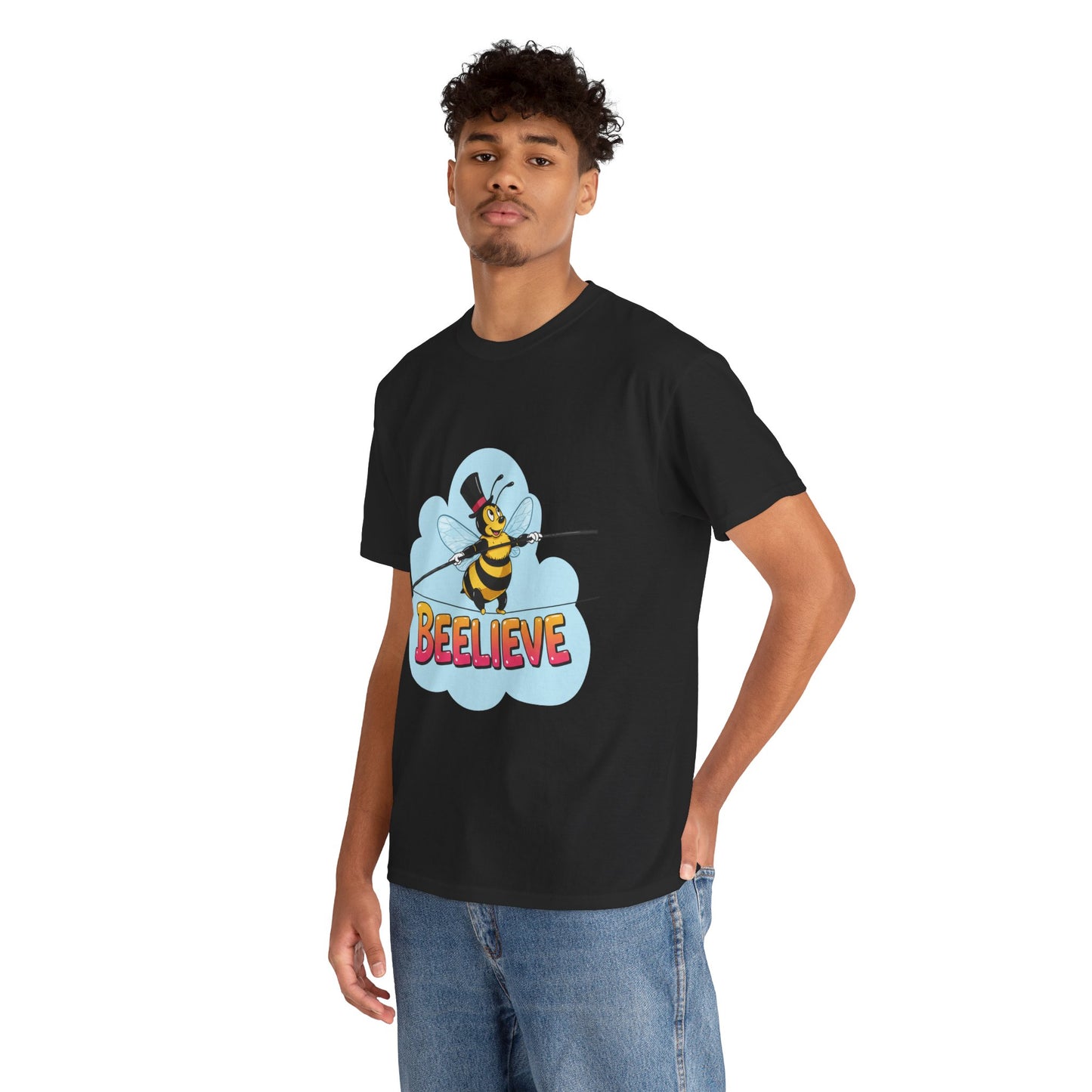“Beelieve” Bee Pun T‑Shirt | Cute Bee Graphic Tee | Inspirational Pun Shirt | Funny Nature Lover Gift | Bee Belief Positive Vibes Tee