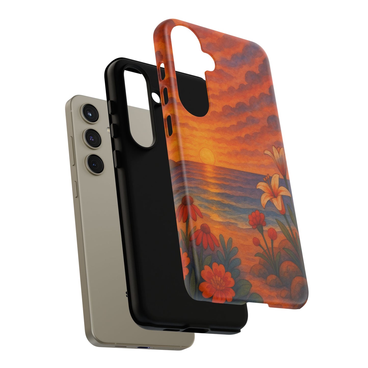 Samsung Case - Floral Ocean Sunset Watercolor Nautical Phone Case Beach Samsung Case Ocean Sunset Theme