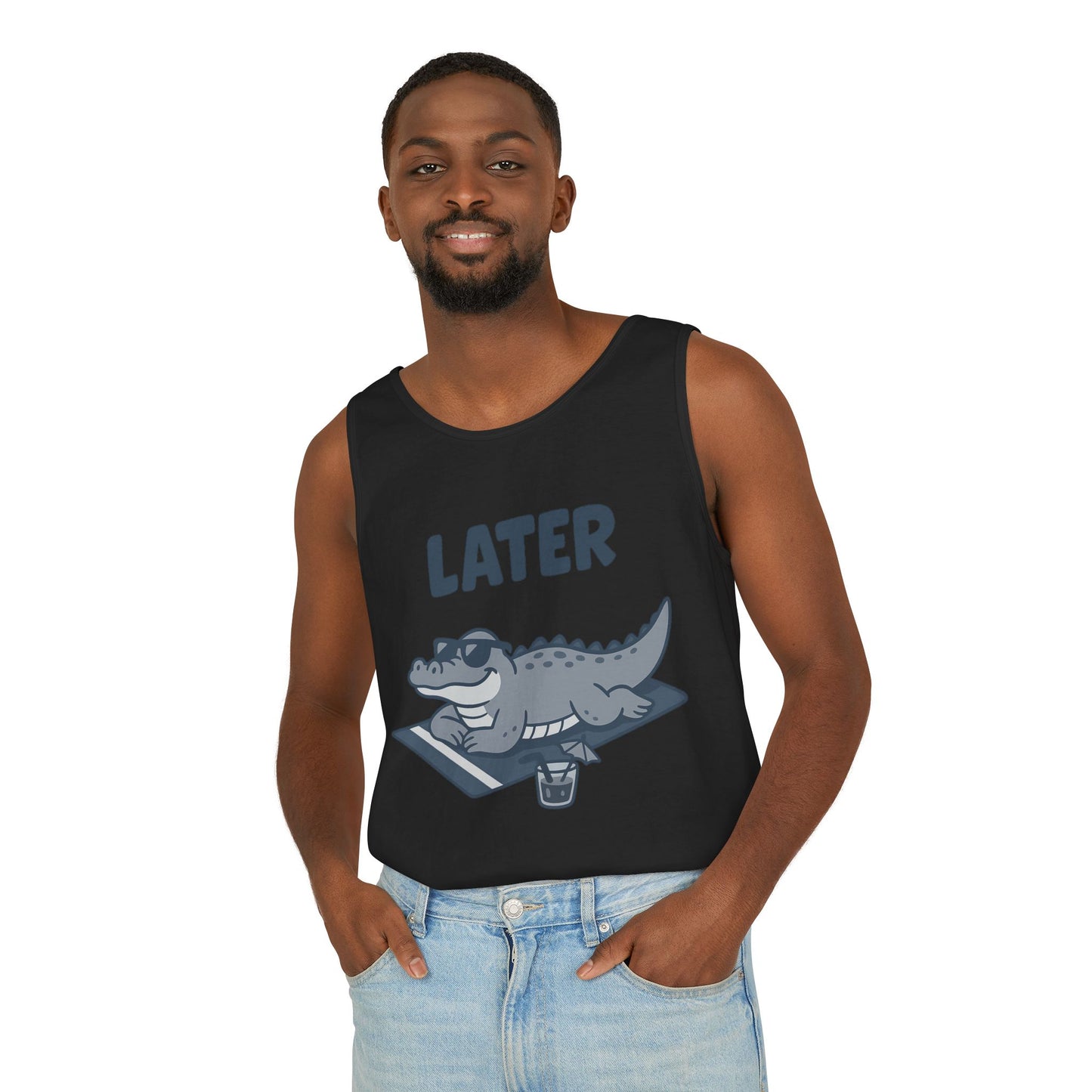 Funny Crocodile Tank Top - ‘Later Gator’ Cute Graphic Croc Tee, Summer Vest, Beach Gift, Sarcastic Animal Humor, Festival and Everyday Wear