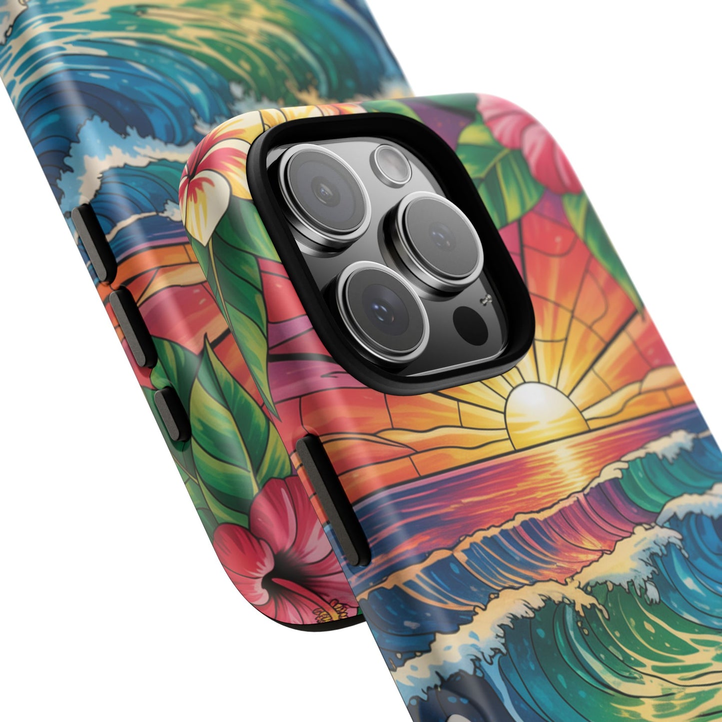 Ohana iPhone Case Tropical Hawaiian Sunset Phone Cover Wave Floral Beach Art Cute Gift for iPhone Lovers