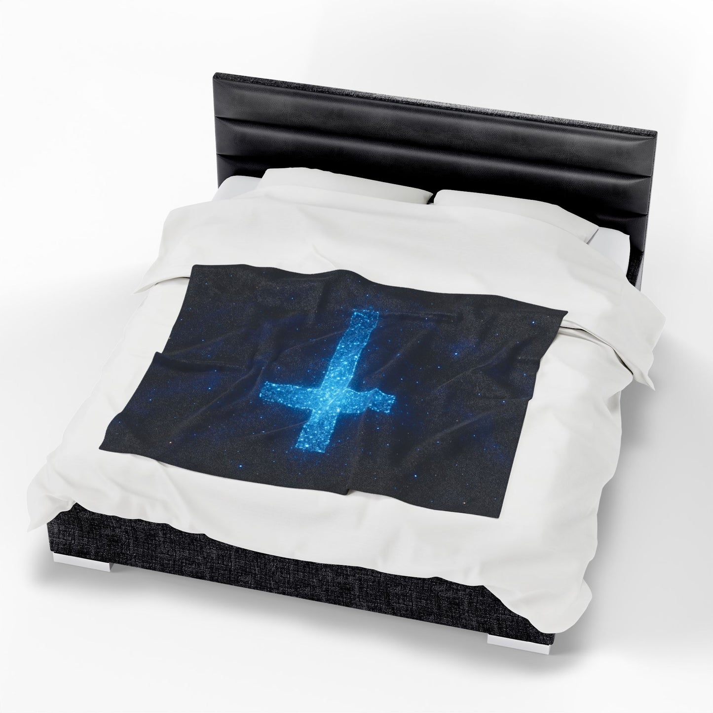 Velveteen Plush Blanket with Bioluminescent Cross Design Christian Decor Inspirational Throw Spiritual Blanket Gift for Believers