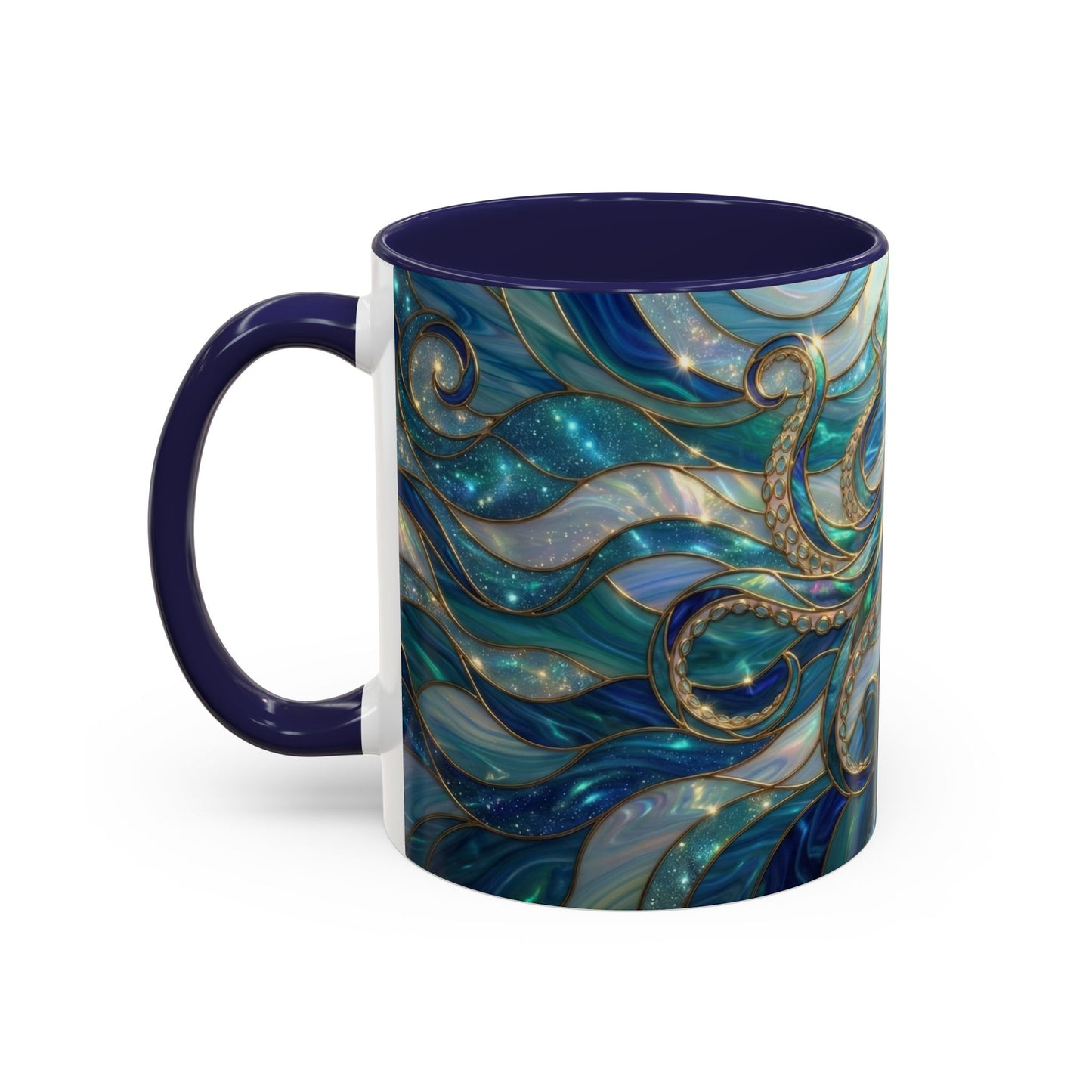 Stained Glass Octopus Mug, Octopus Coffee Mug, Ocean Art Mug, Nautical Decor Cup, Sea Creature Mug, Octopus Lover Gift