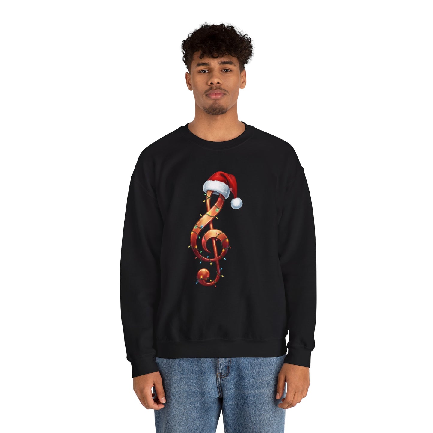Christmas treble clef sweatshirt, music note Santa hat shirt, Christmas lights music lover sweater, musician holiday crewneck, Xmas gift