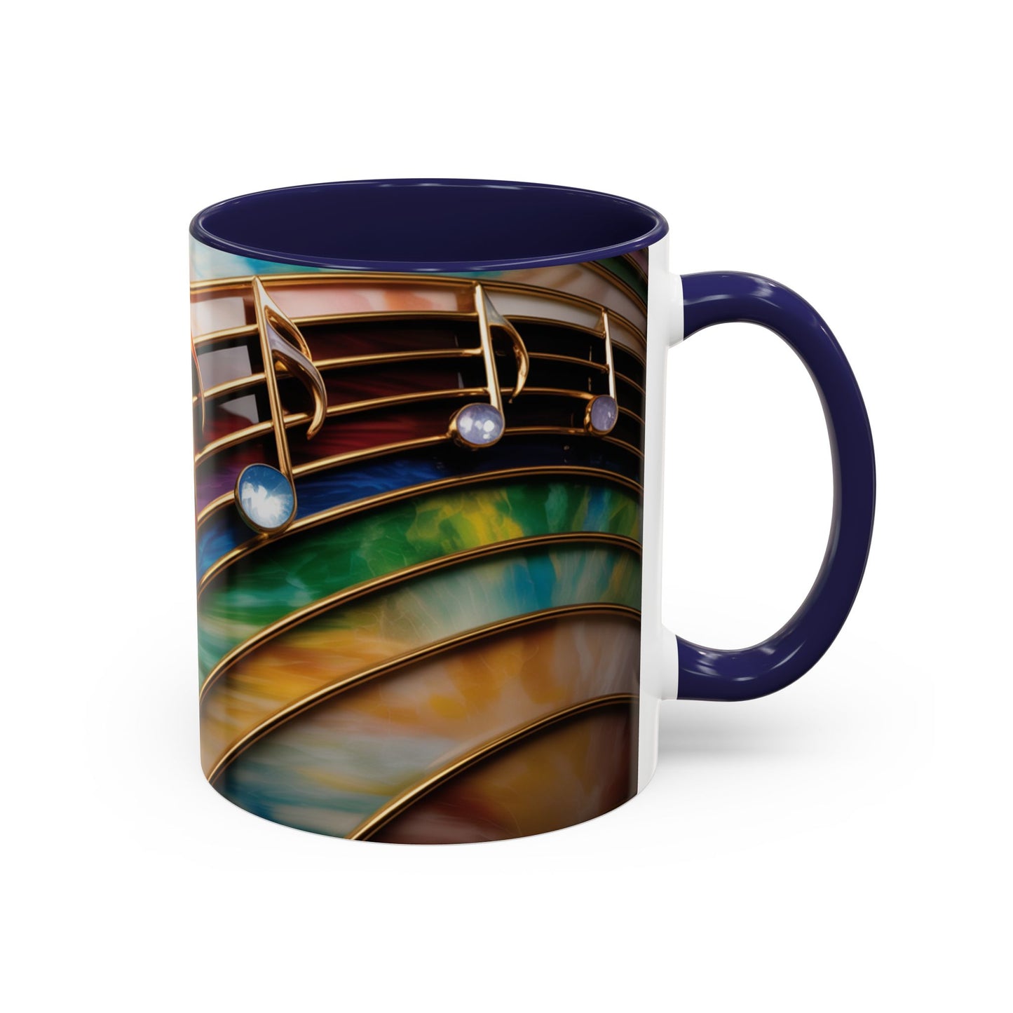 Stained Glass Music Notes Mug - Colorful Music Lover Gift - Music Teacher Mug - Treble Clef Coffee Cup - Musician Gift Idea - 11oz & 15oz Ceramic Mug
