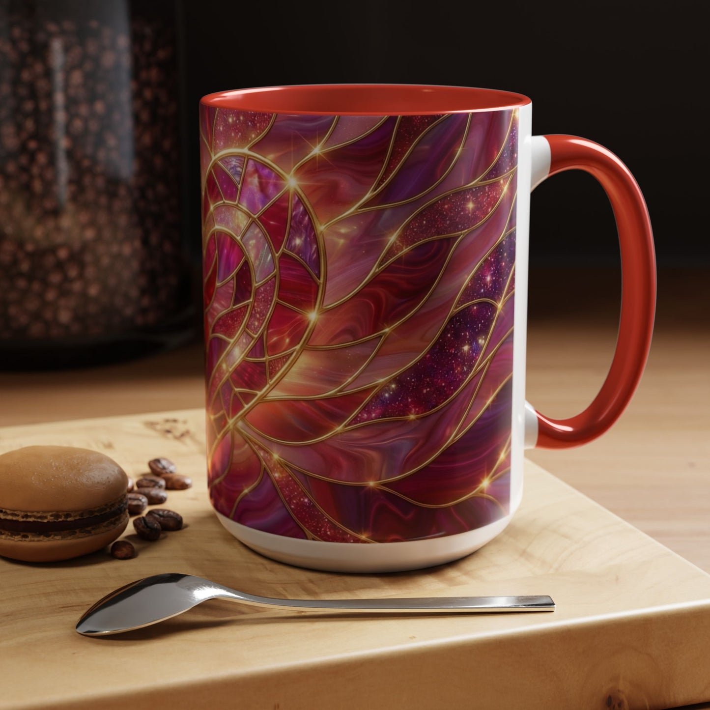 Stained Glass Heart Mug, Valentine Coffee Mug, Romantic Love Mug, Pink Red Ceramic Cup, Gift For Her, Anniversary Gift Mug