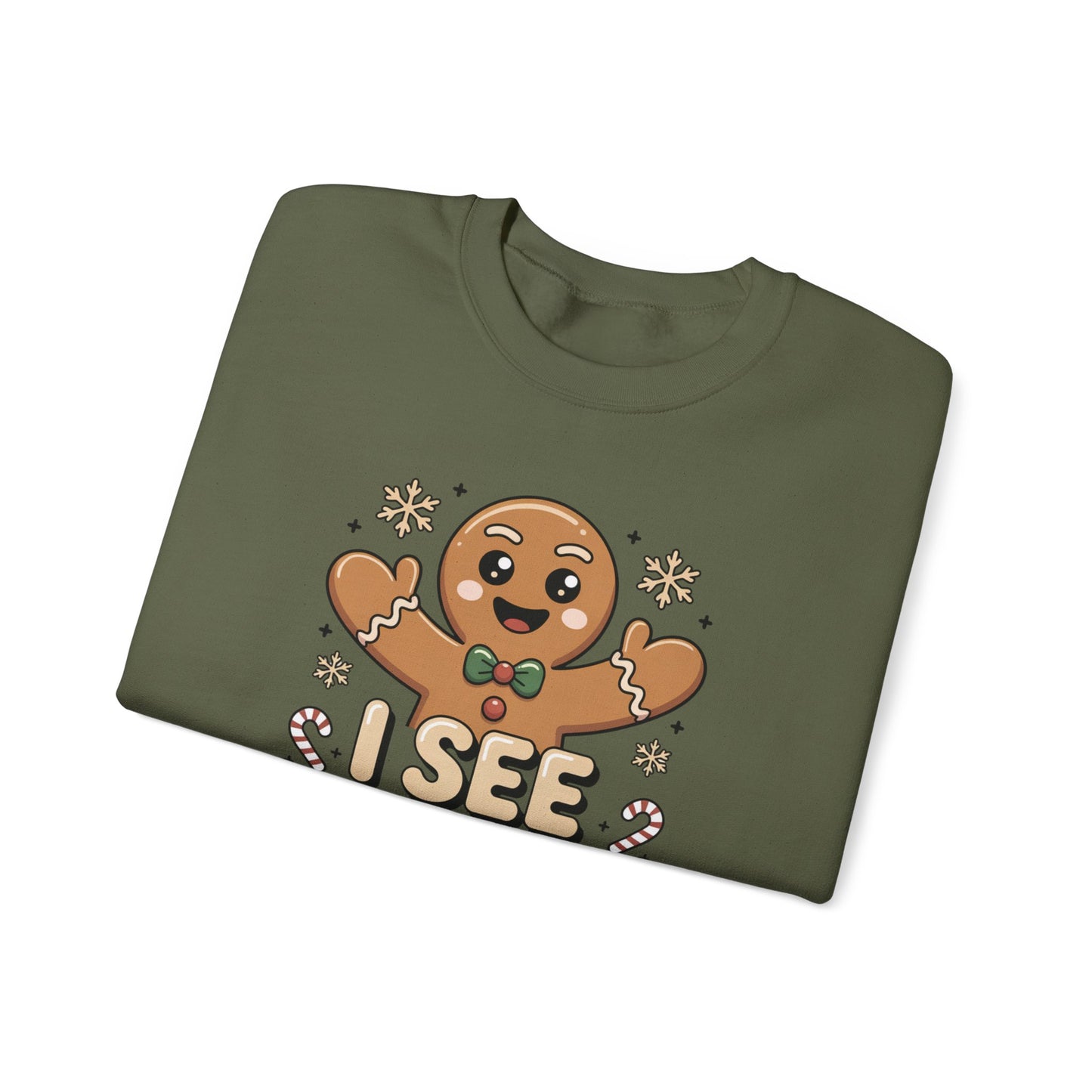 I See Bread People Christmas Sweatshirt, Funny Gingerbread Holiday Sweater, Unisex Crewneck, Cute Christmas Gift For Friends And Family