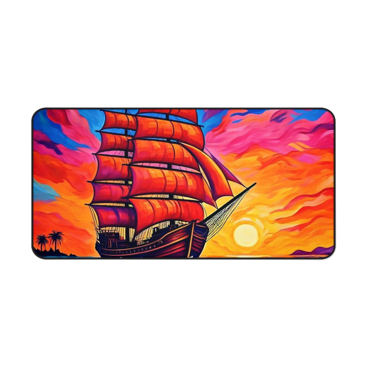 Desk Mat - Sunset Ship Sailing Mouse Pad