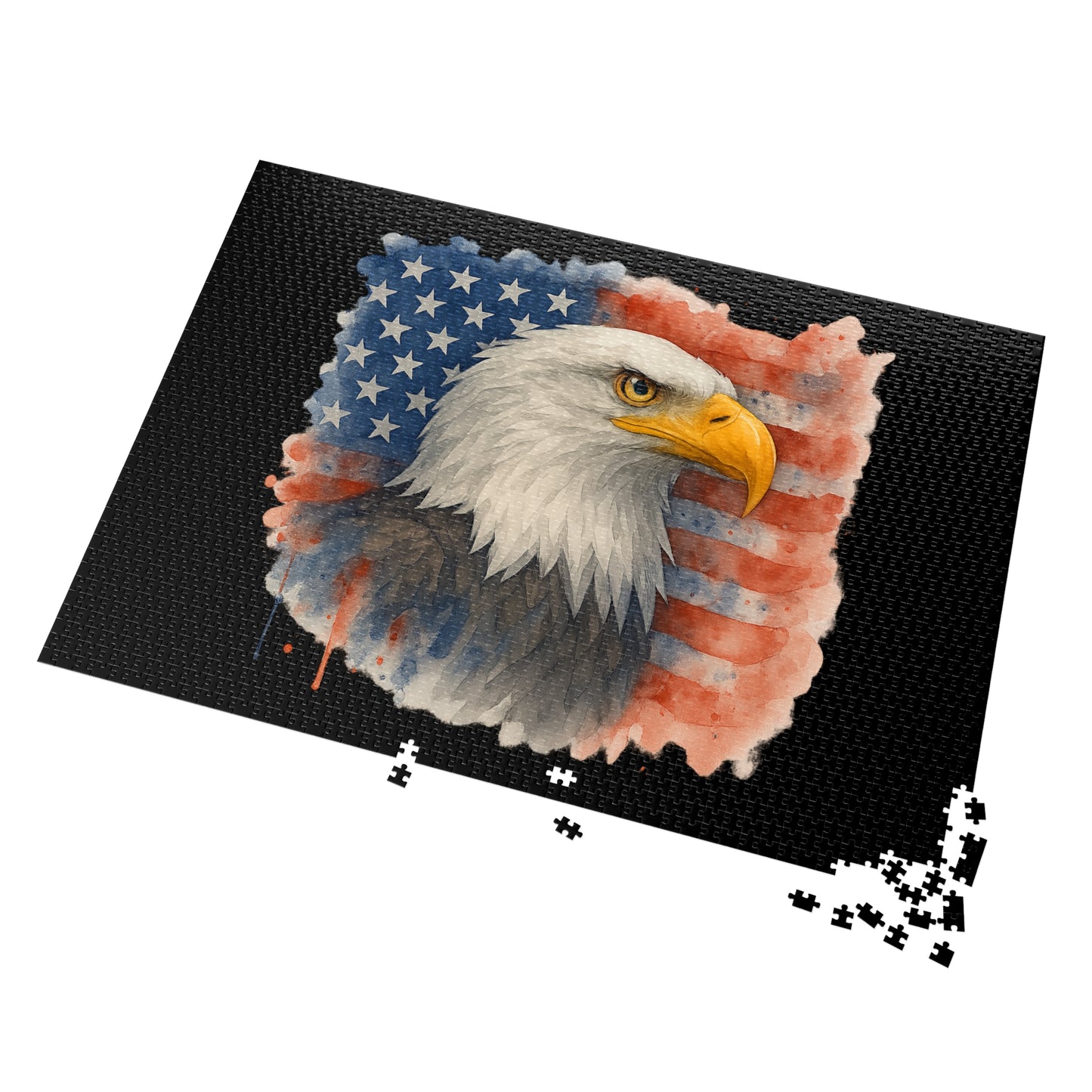 Eagle American Flag Jigsaw Puzzle with Tin Memorial Day Puzzle 4th of July Game Veteran's Day Jigsaw
