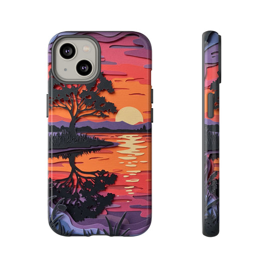 iPhone Case - Colorful Paper Art Sunset Design