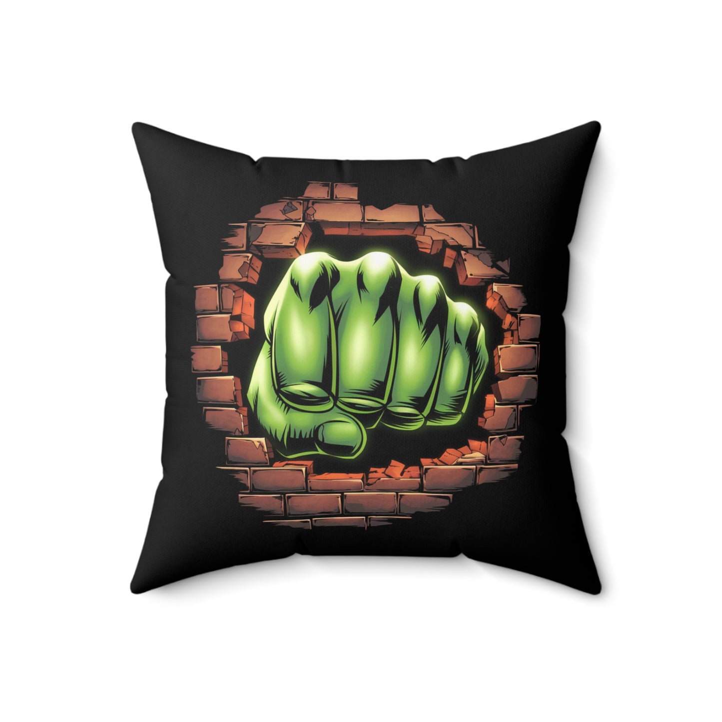 Square Pillow Green Fist Smash Design Comic Book Pillow Geeky Decor Comic Throw Home Decor