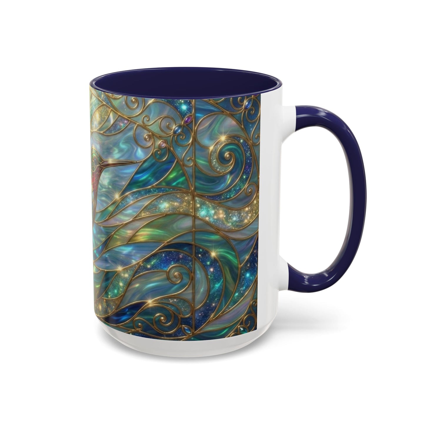 Hummingbird Stained Glass Mug, Colorful Art Coffee Mug, Bird Lover Gift, Nature Inspired Ceramic Mug, Tea Cup