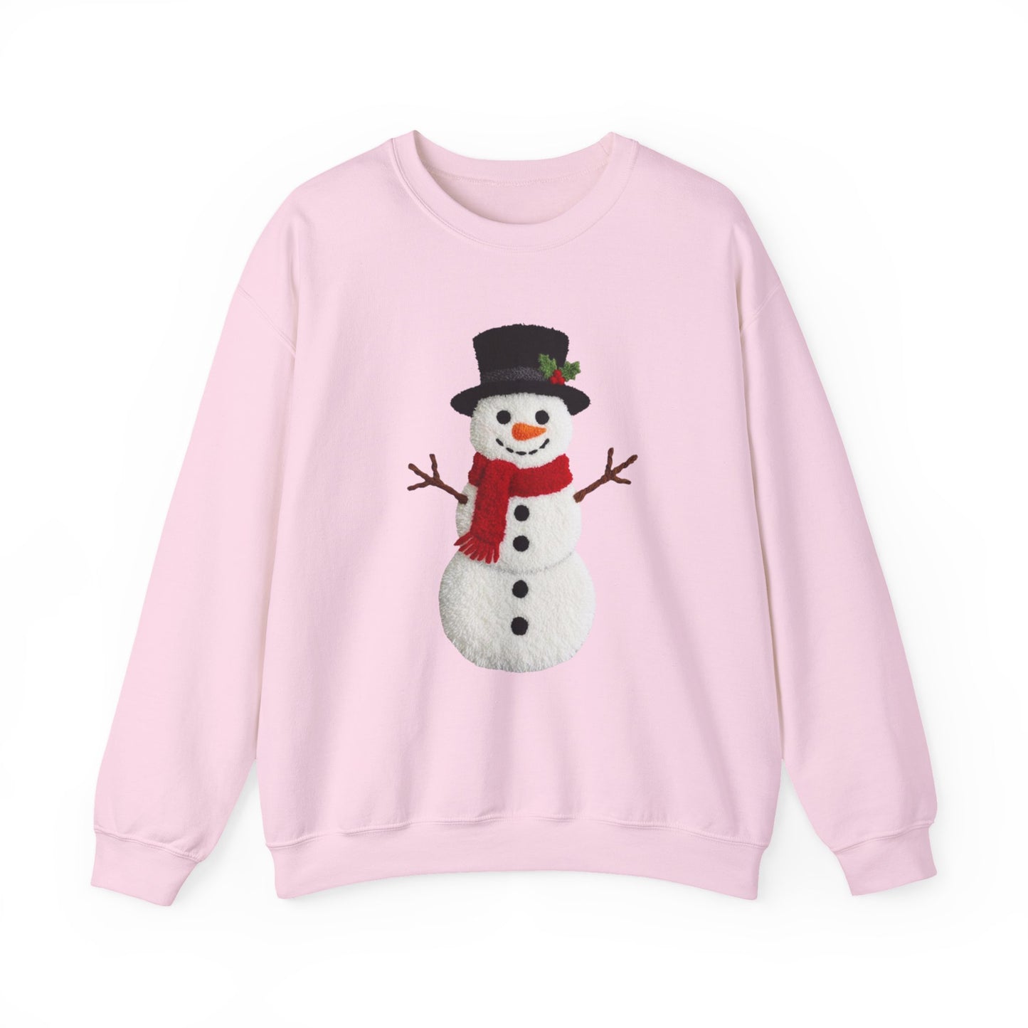 Faux Patchwork Crochet Snowman Sweatshirt, Winter Snowman Crewneck, Cozy Holiday Sweater, Christmas Sweatshirt, Festive Winter Shirt, unisex gift