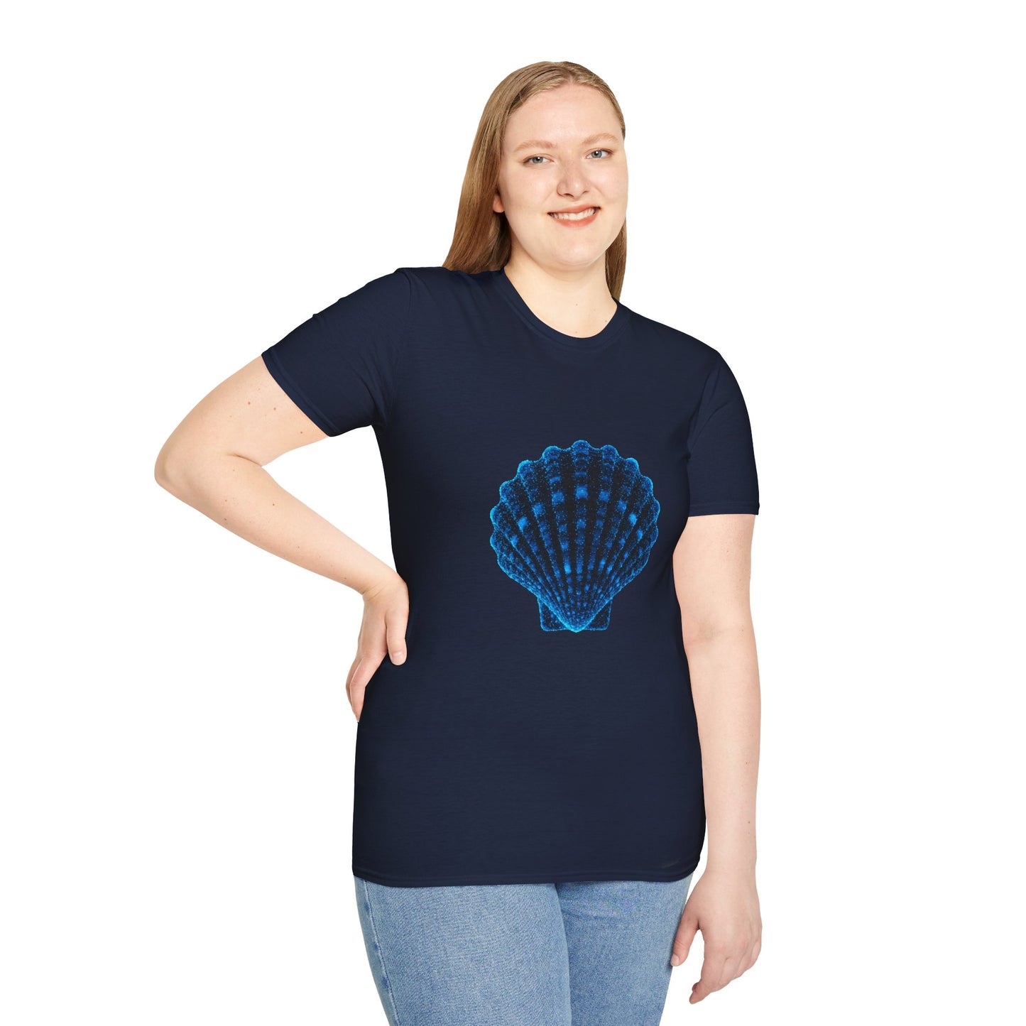 Geometric Digital Shell T‑Shirt • Nature Inspired Graphic Tee • Cottagecore, Y2K Nostalgia, Bold Minimalist Women & Men Gift