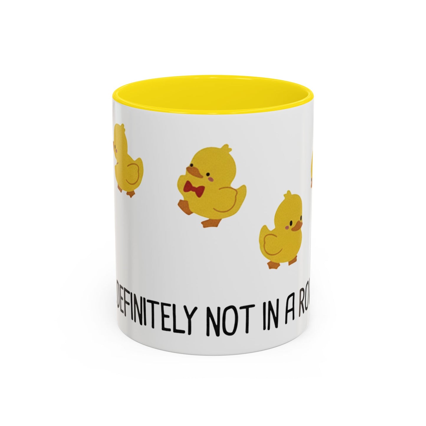 Funny Duck Mug, Cute Chick Coffee Cup, “Definitely Not In A Row” Mug, Cute Animal Lover Gift, Humor Tea Cup, Yellow Duck Kitchenware
