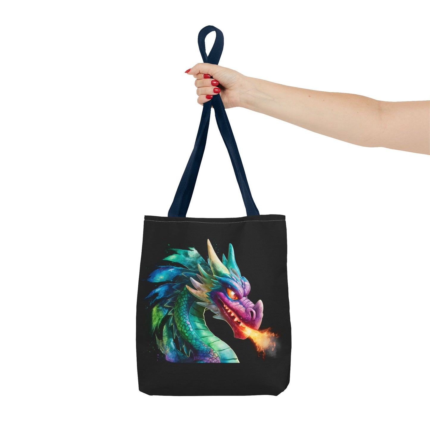 Double-Sided Fierce Dragon Canvas Tote - Colorful Fire-Breathing Fantasy, Eco Reusable Bag, Gift for Dragon Lover
